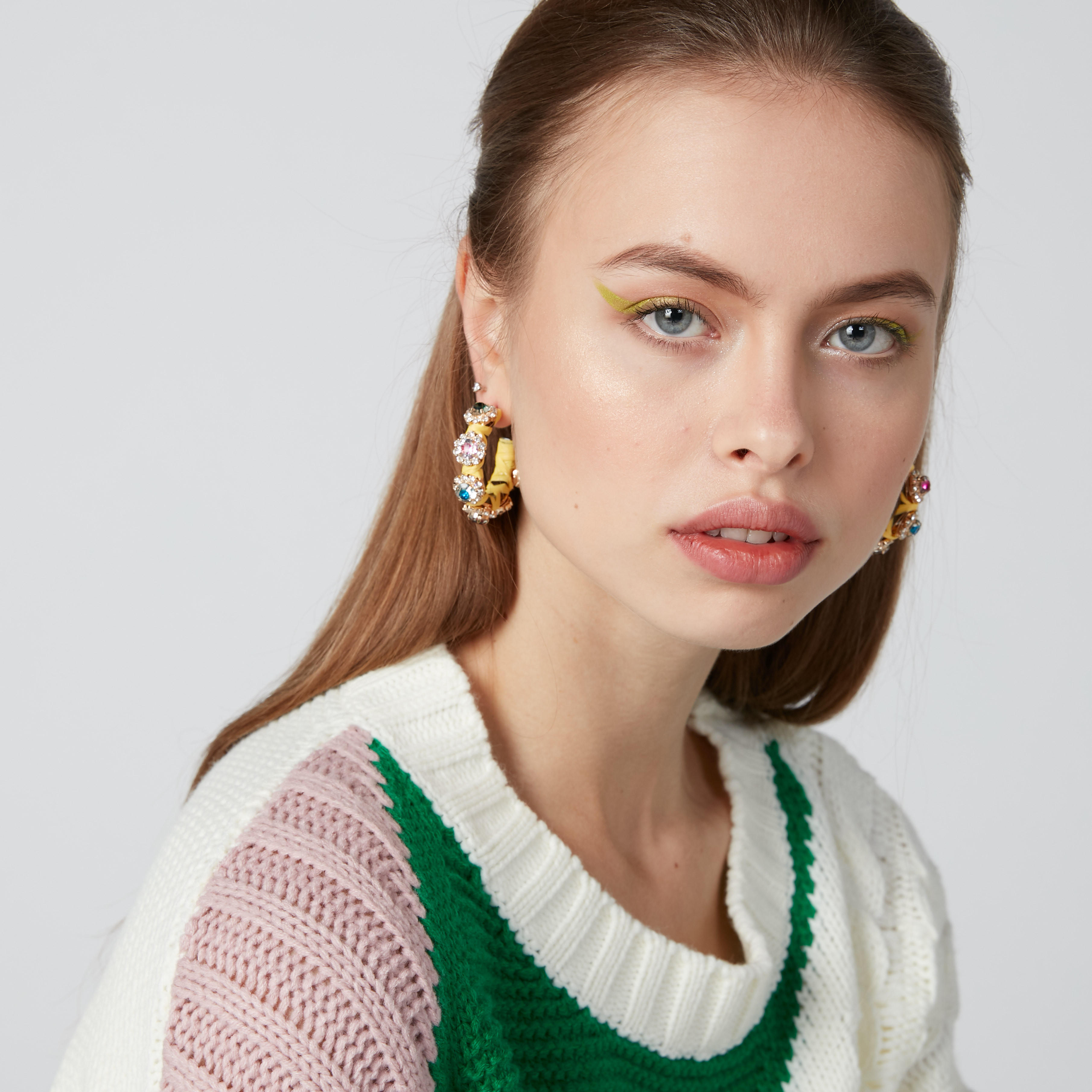 Studded Hoop Earrings with Pushback Closure-women-watchesandjewellery-jewellery-earrings-image-2