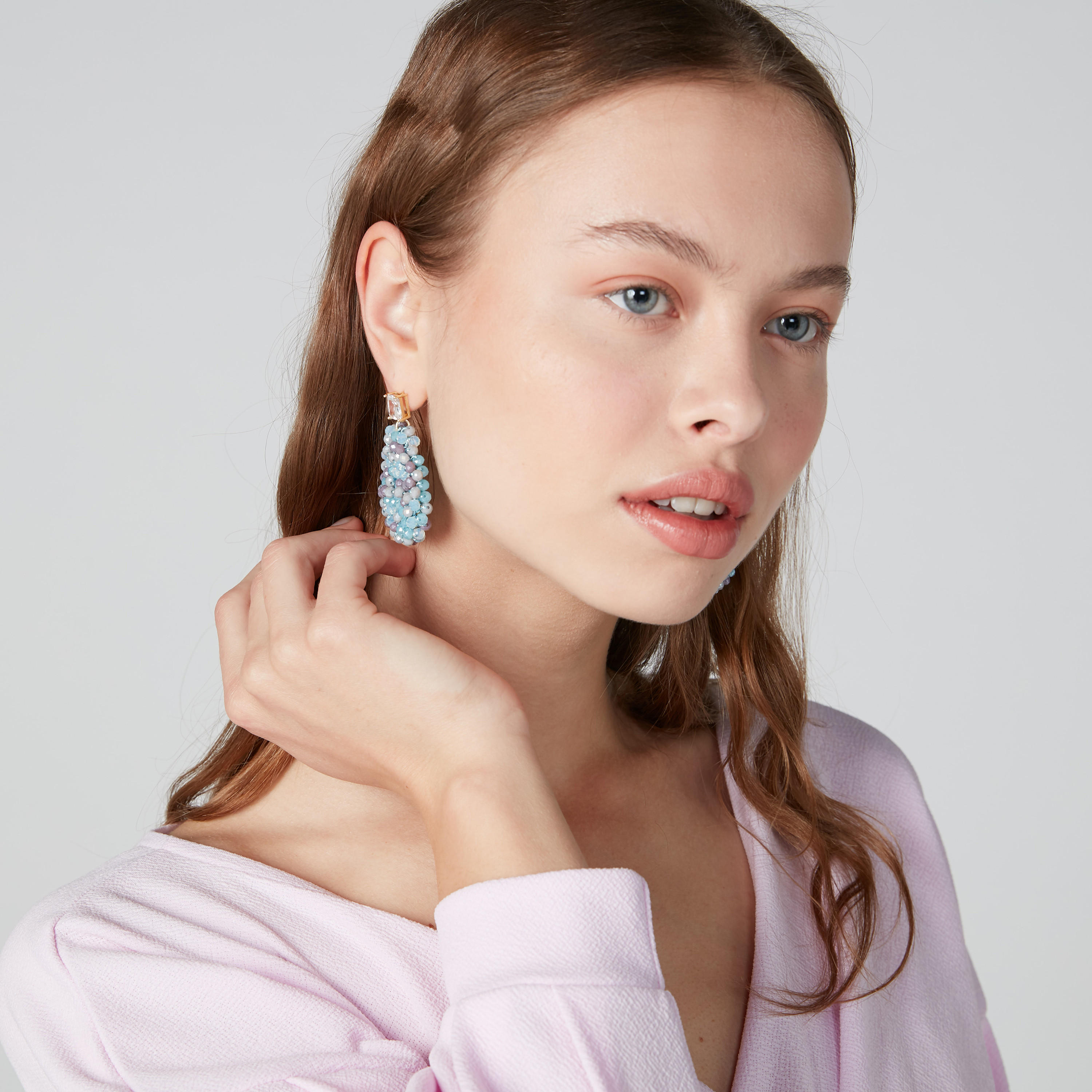 Studded Dangling Earrings with Pushback Closure-women-watchesandjewellery-jewellery-earrings-image-2