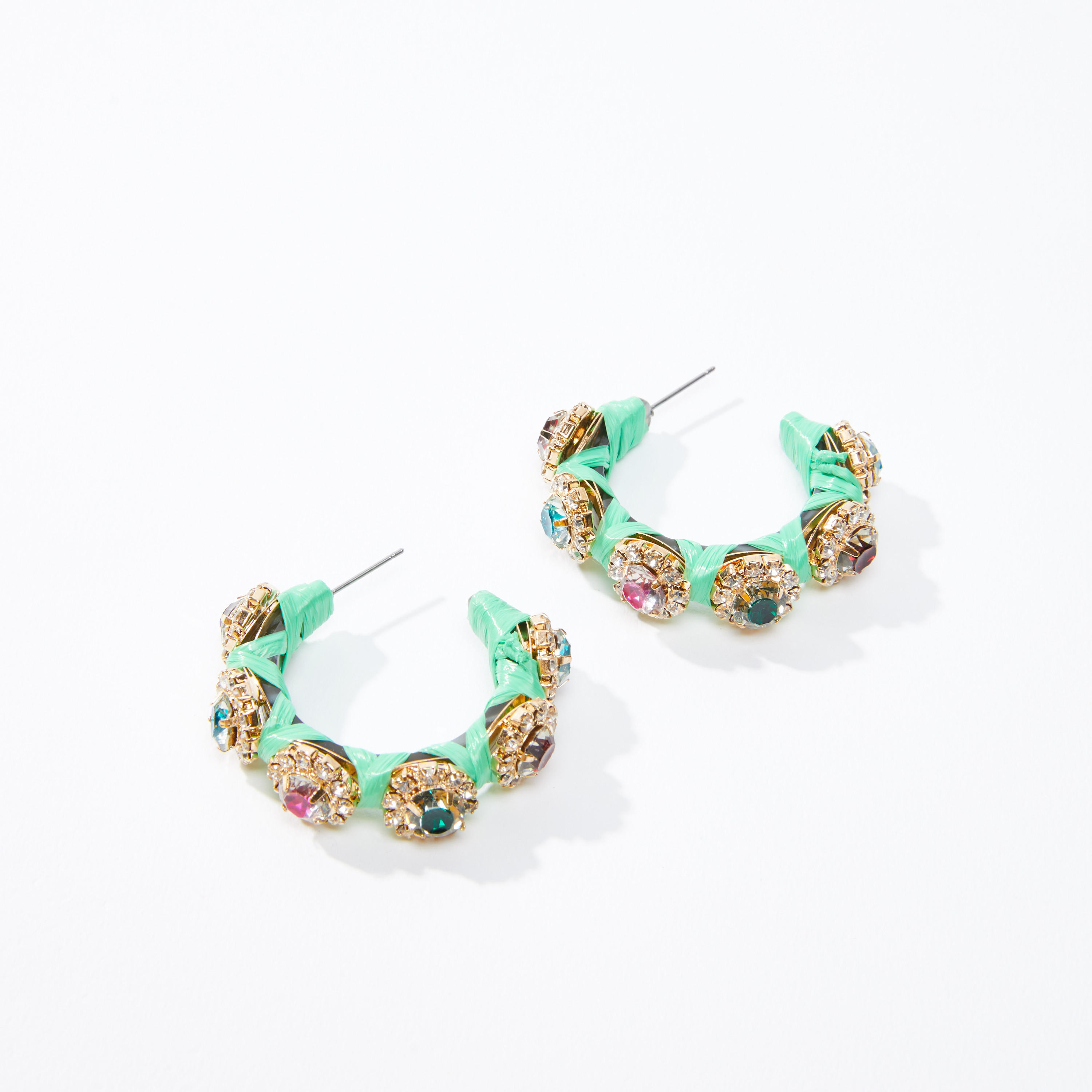 أقراط طوق بتفاصيل مرصّعة ومكبس إغلاق-women-watchesandjewellery-jewellery-earrings-image-1