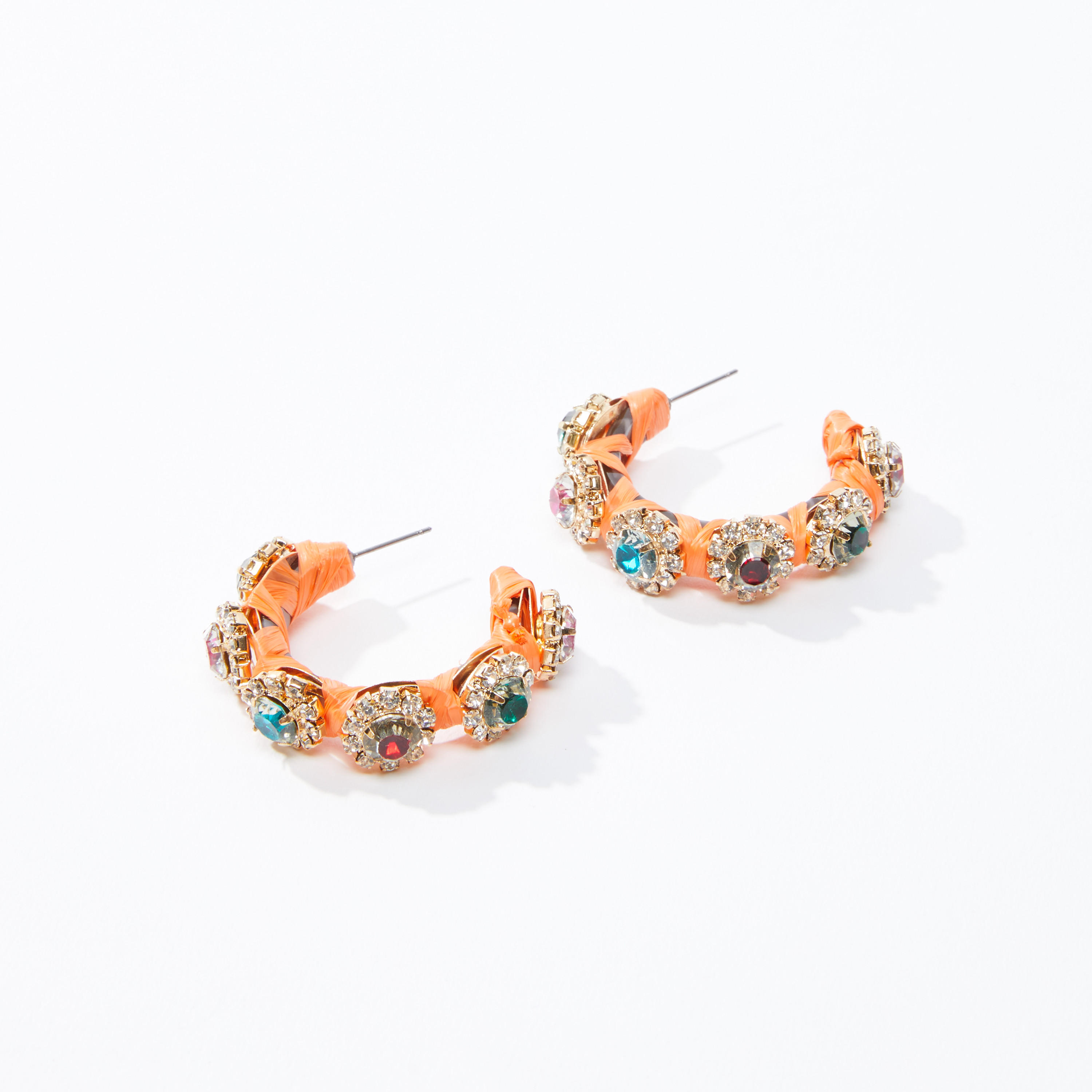 Studded Hoop Earrings with Pushback Closure-women-watchesandjewellery-jewellery-earrings-image-1