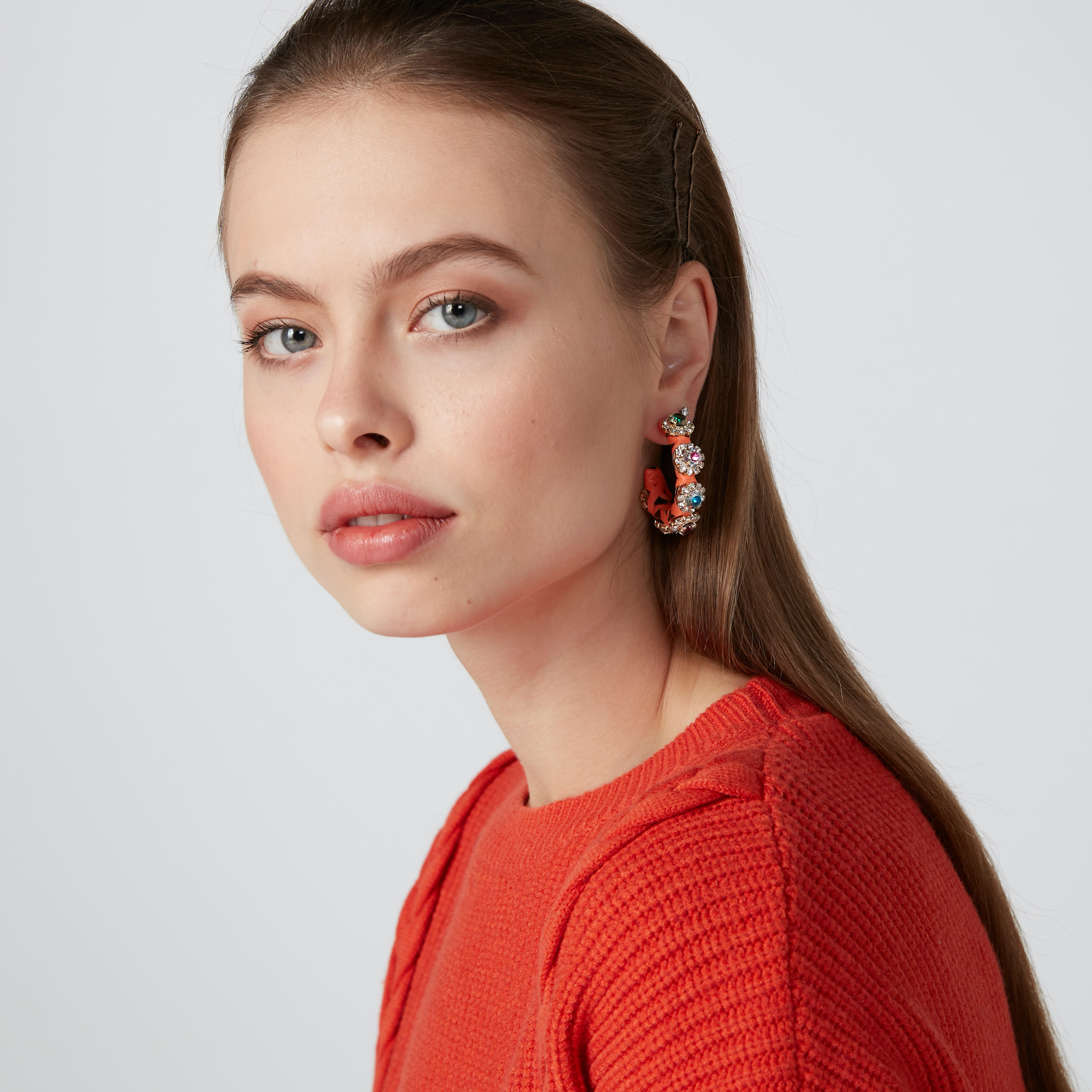 Studded Hoop Earrings with Pushback Closure-women-watchesandjewellery-jewellery-earrings-image-2