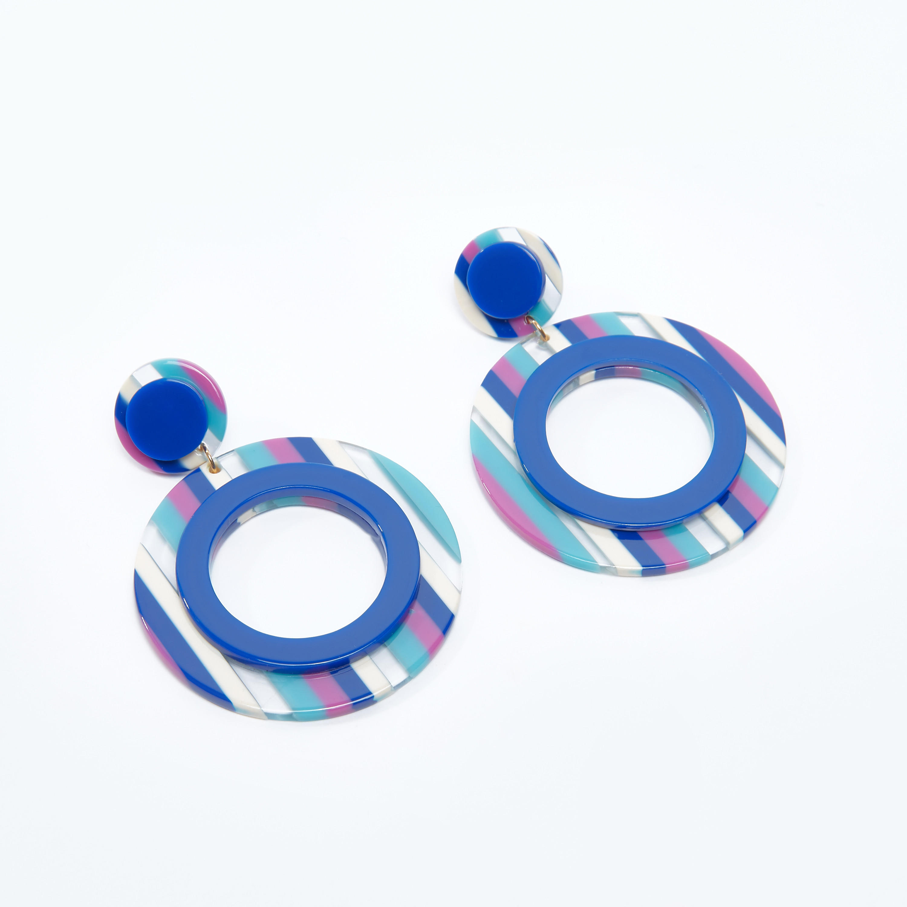 أقراط متدليّة مقلّمة مستديرة بمكبس إغلاق-women-watchesandjewellery-jewellery-earrings-image-1