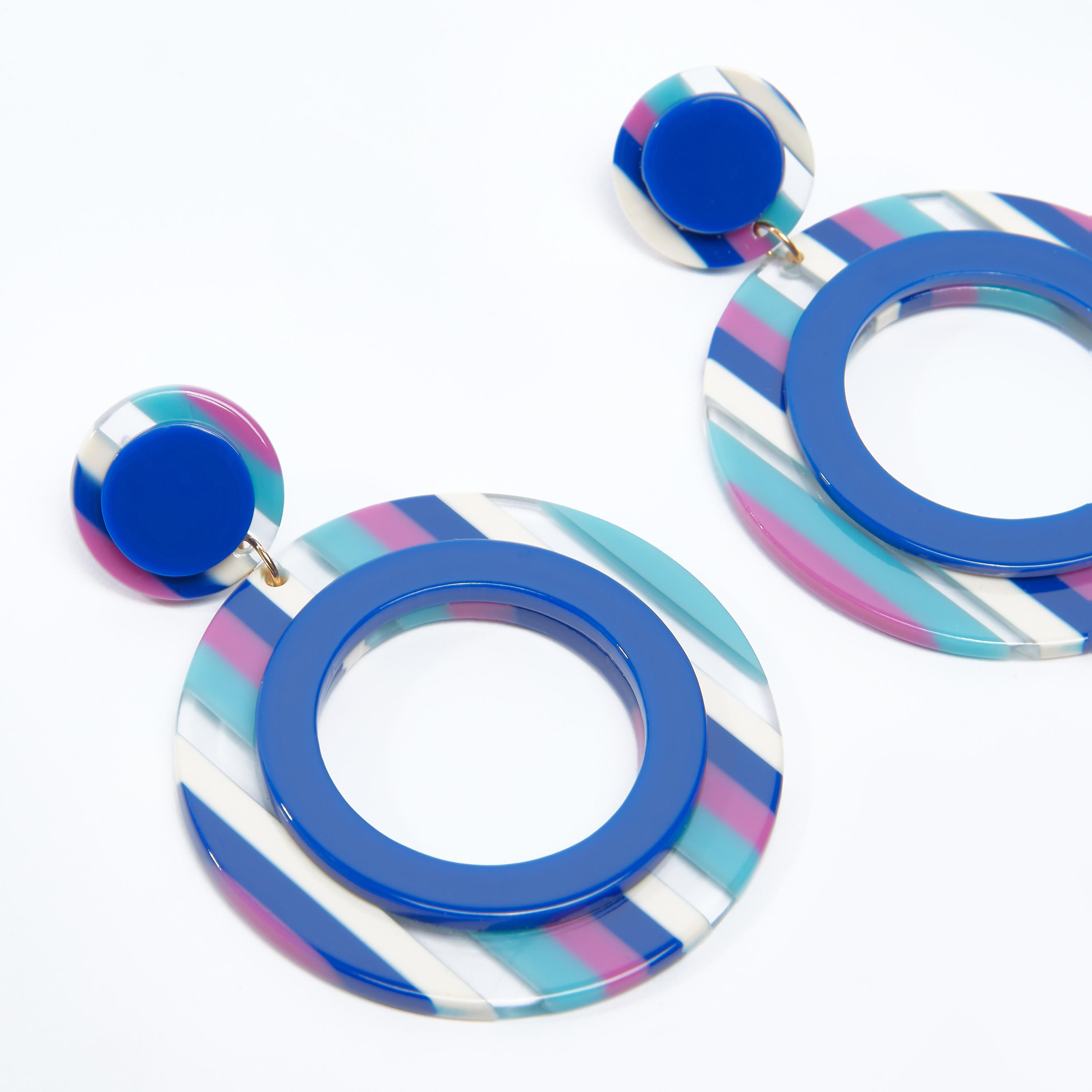 أقراط متدليّة مقلّمة مستديرة بمكبس إغلاق-women-watchesandjewellery-jewellery-earrings-image-4