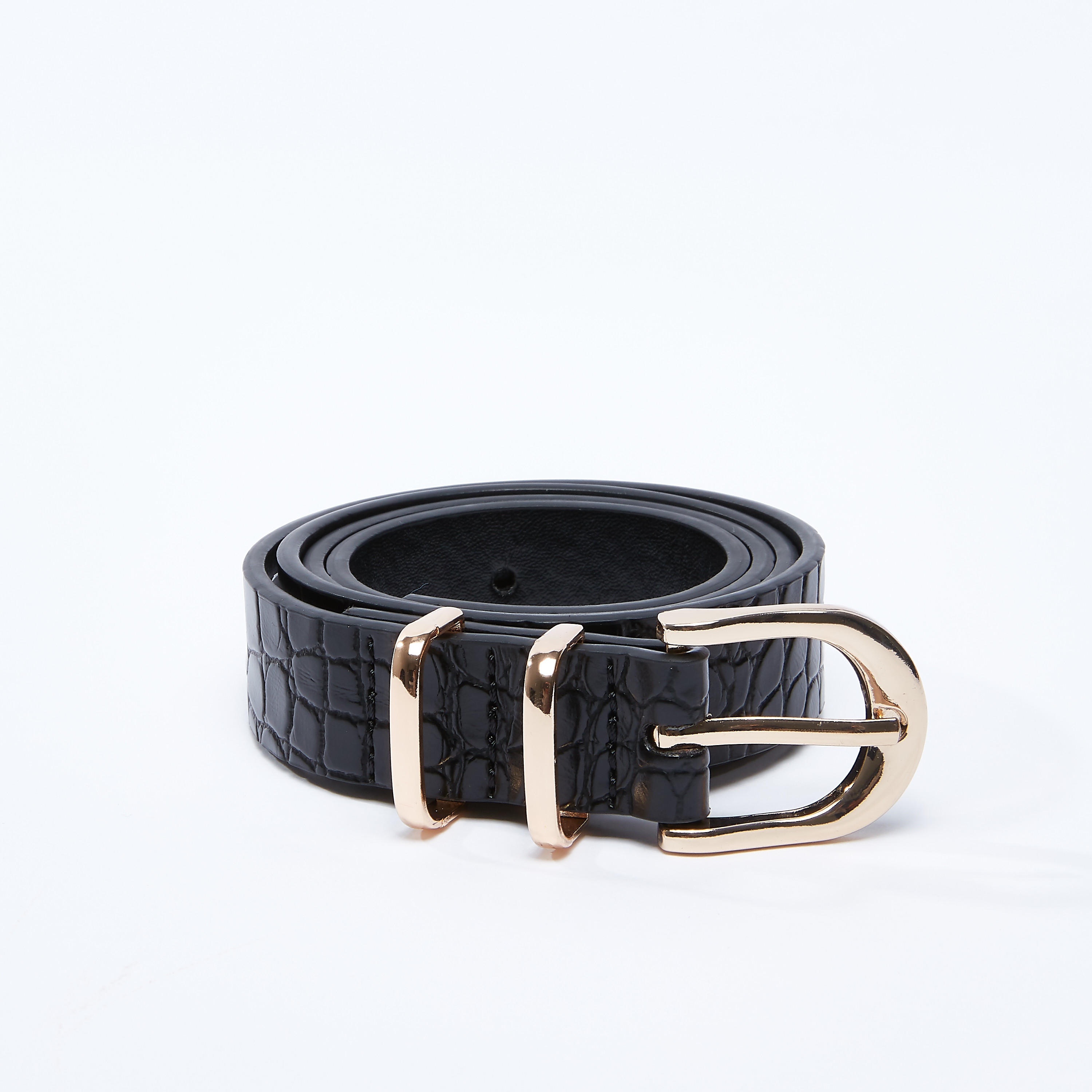 Textured Leather Belt with Pin Buckle Closure-women-clothingaccessories-belts-image-1