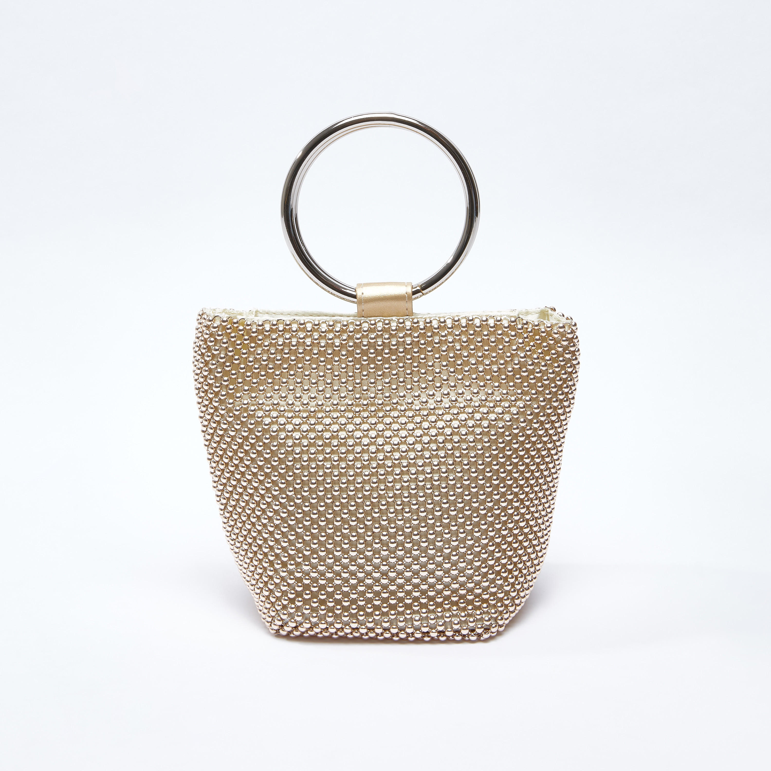 Studded Clutch with Button Closure and Metallic Chain-women-bagsandwallets-handbags-image-1