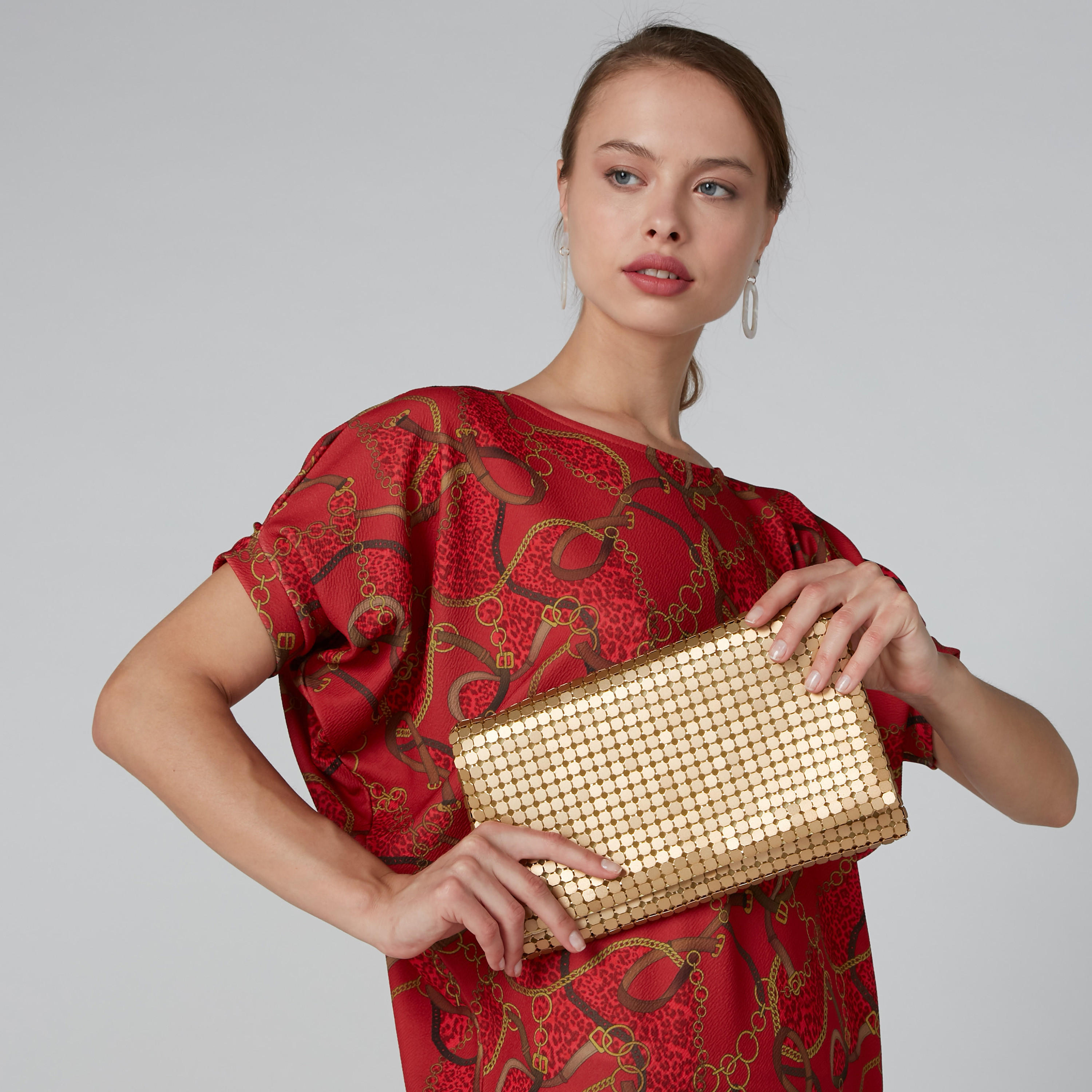 Textured Clutch with Metallic Chain-women-bagsandwallets-handbags-image-2