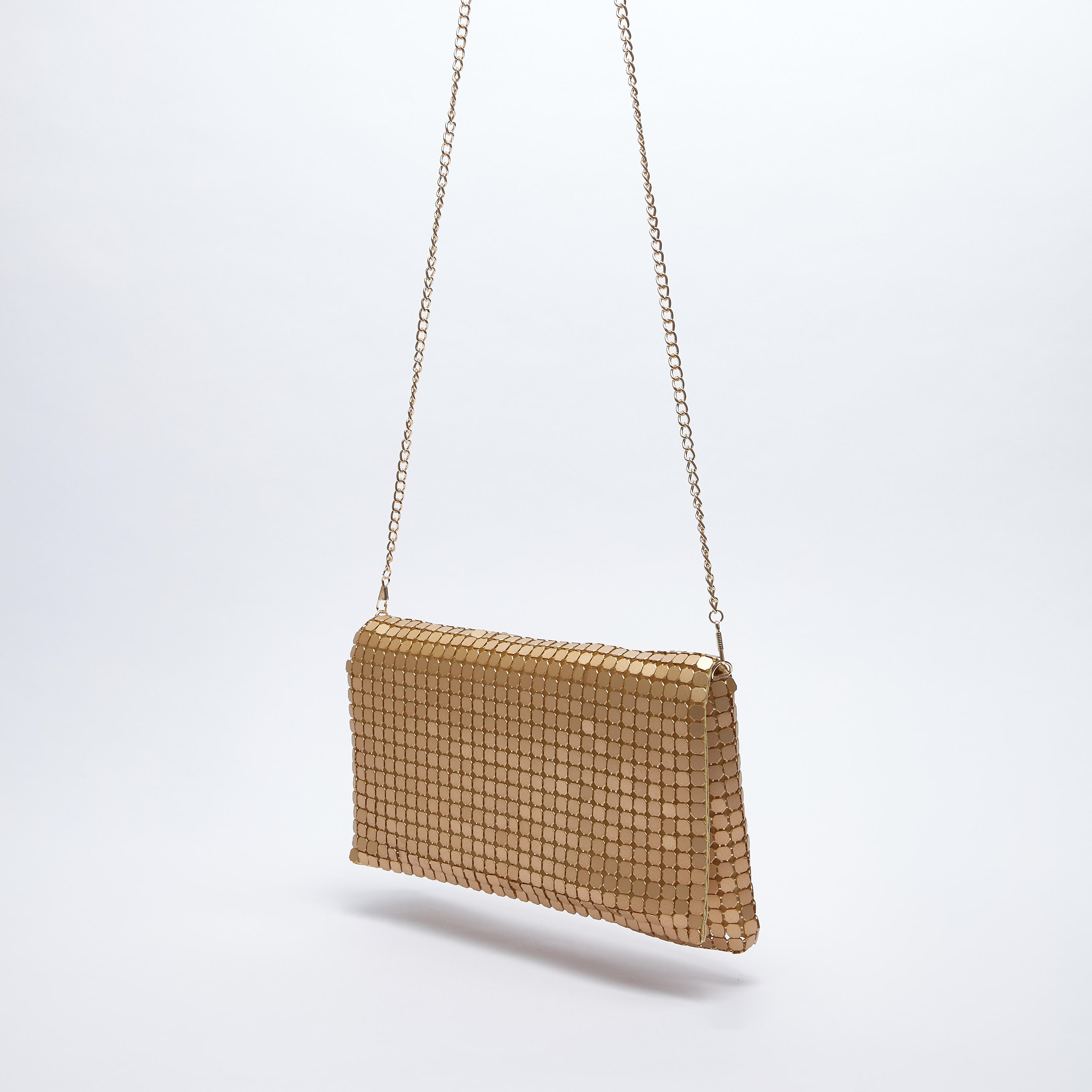 Textured Clutch with Metallic Chain-women-bagsandwallets-handbags-image-4