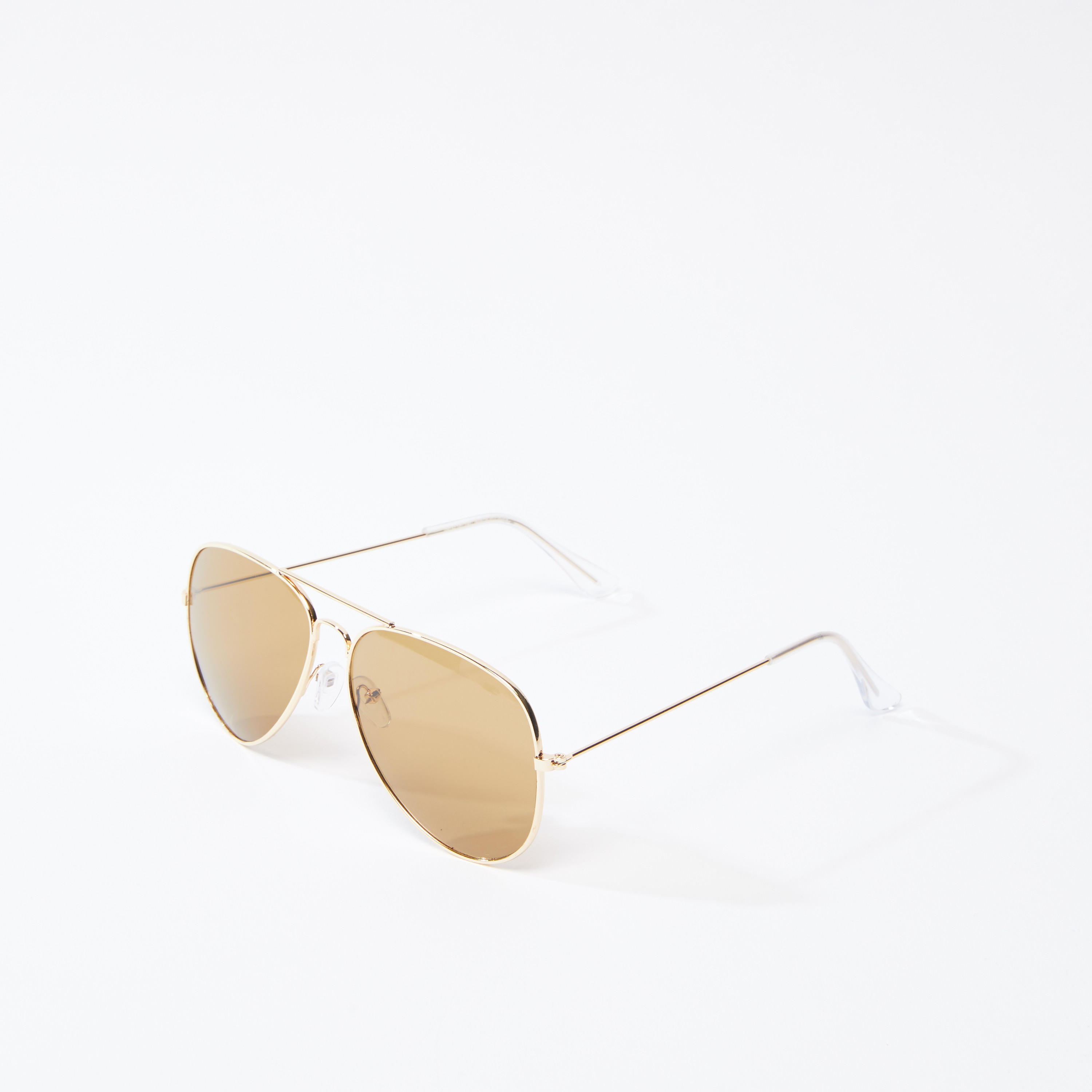 Metallic Full Frame Aviator Sunglasses with Nose Pads-women-sunglasses-image-1