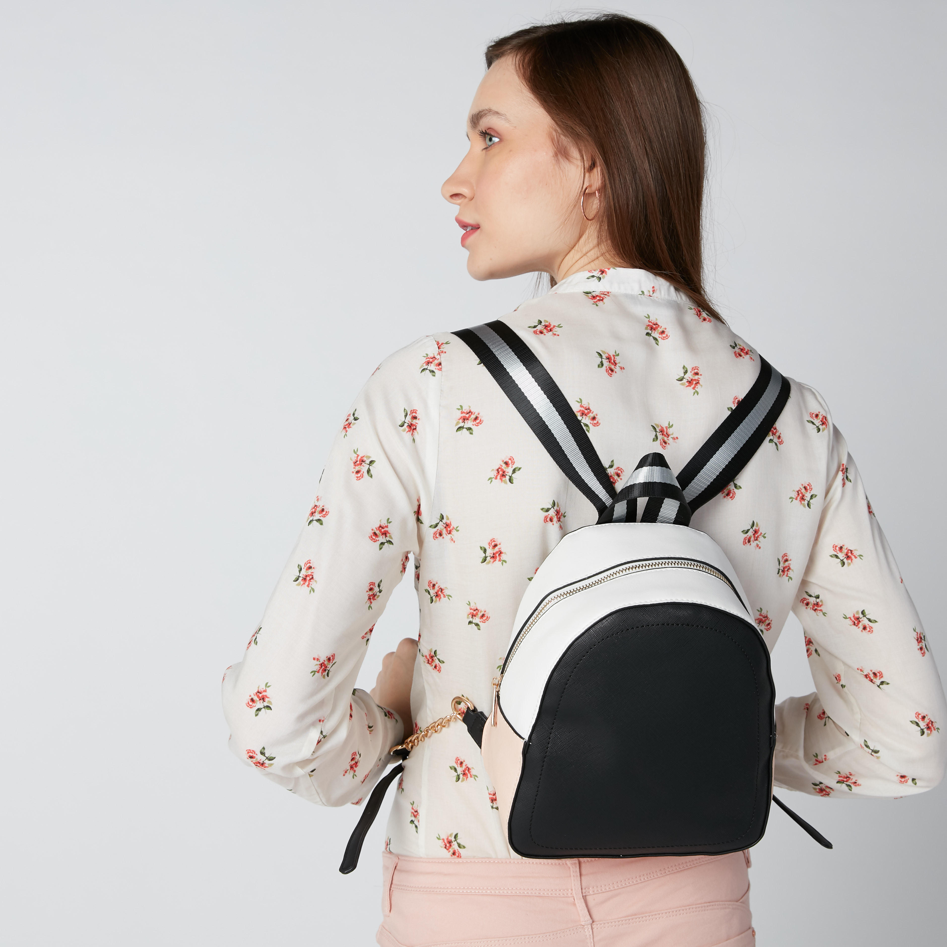 Textured Backpack with Zip Closure and Adjustable Straps-women-bagsandwallets-handbags-image-2