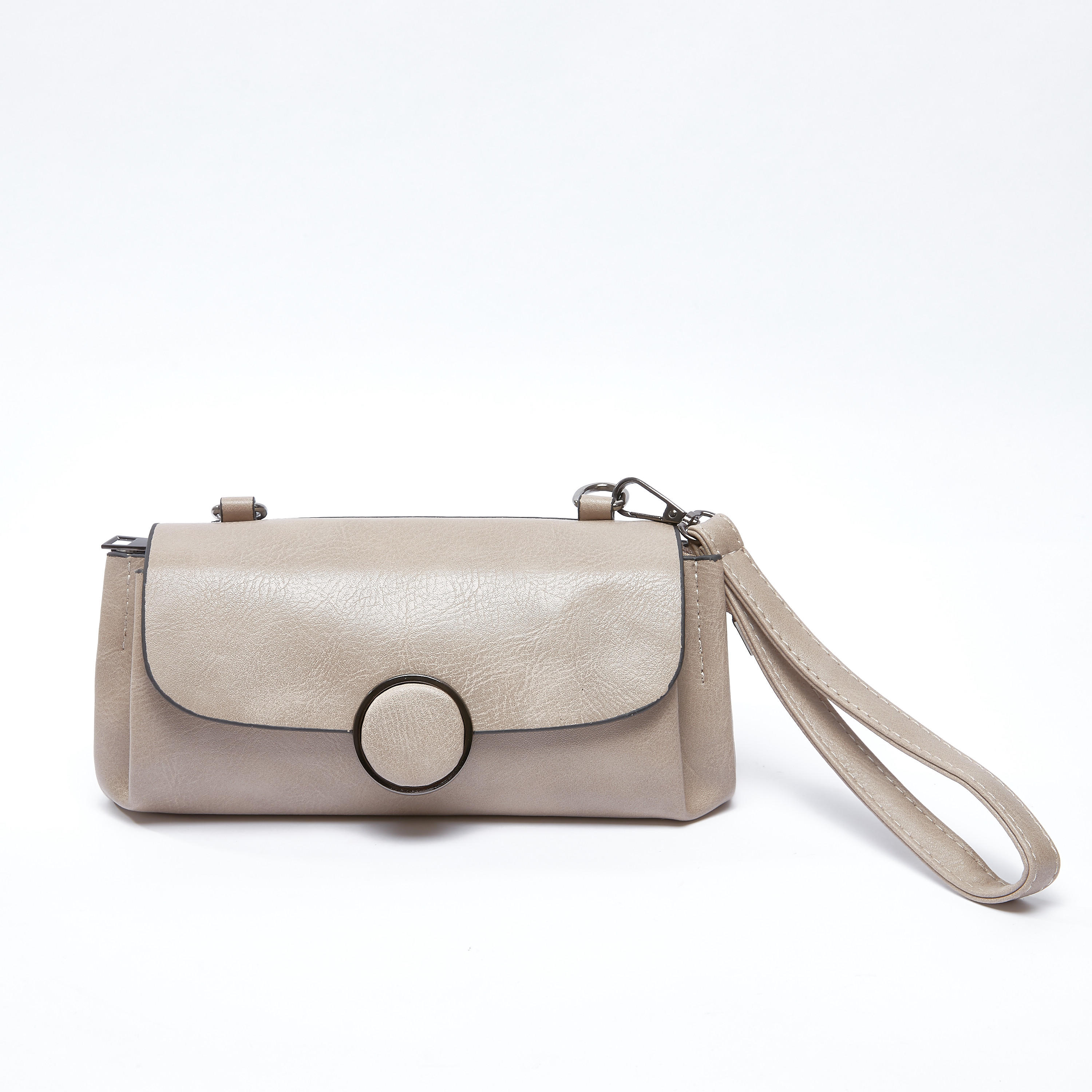 Textured Wallet with Flap and Detachable Strap-women-bagsandwallets-wallets-image-1