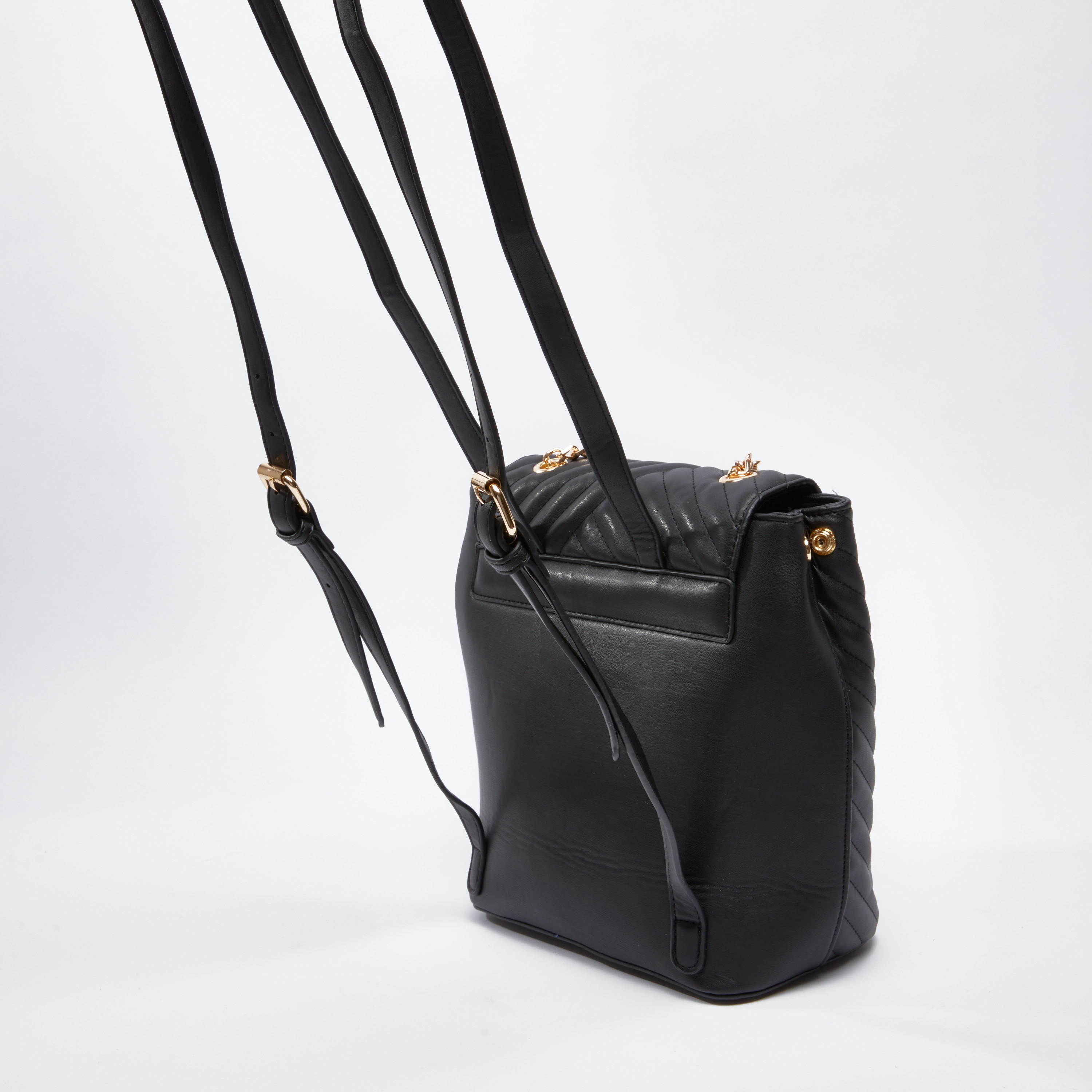 Textured Backpack with Metallic Chain and Adjustable Straps-women-bagsandwallets-handbags-image-4
