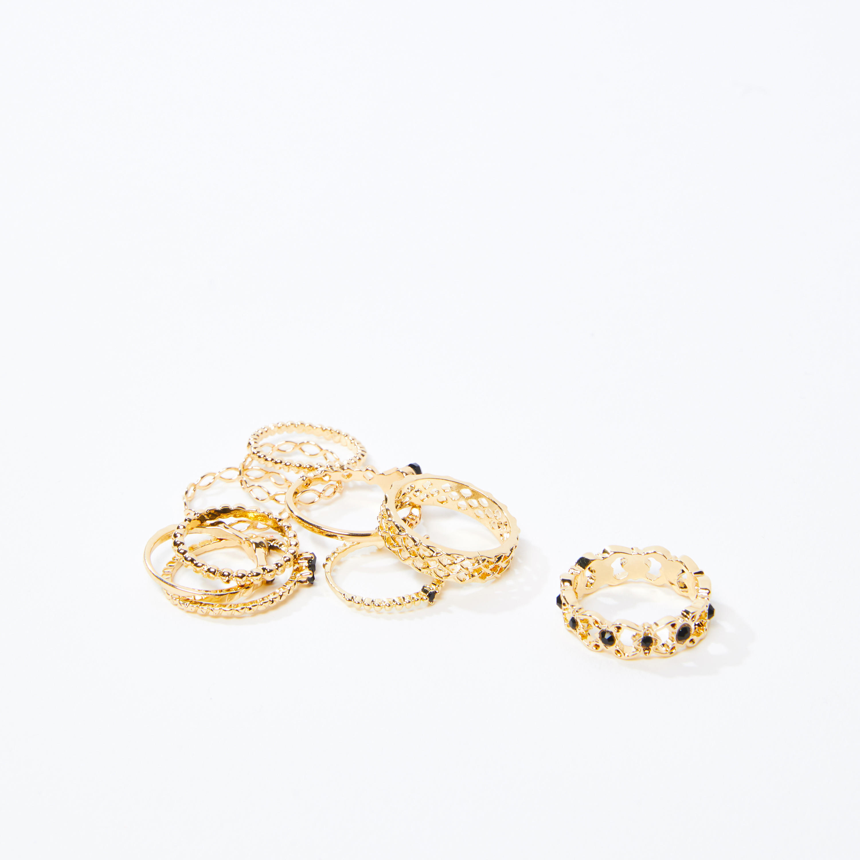 خاتم ميتاليك - طقم من 10 قطع-women-watchesandjewellery-jewellery-rings-image-3