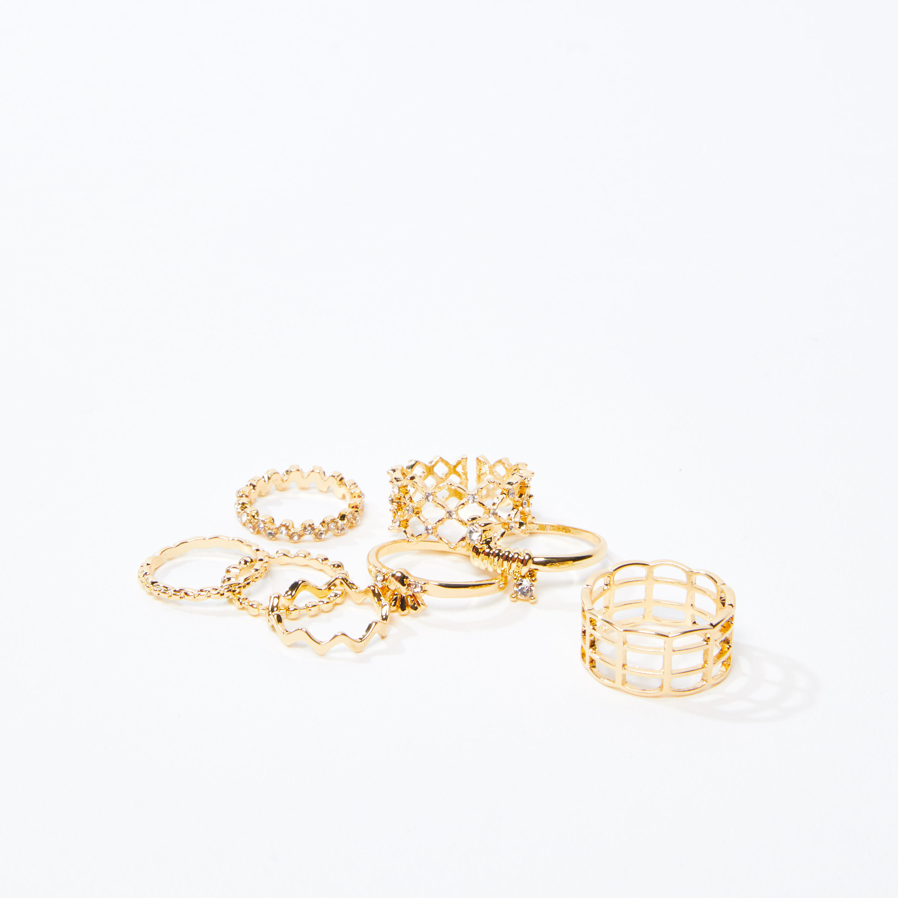 خواتم مزيّنة - طقم من 8 قطع-women-watchesandjewellery-jewellery-rings-image-1