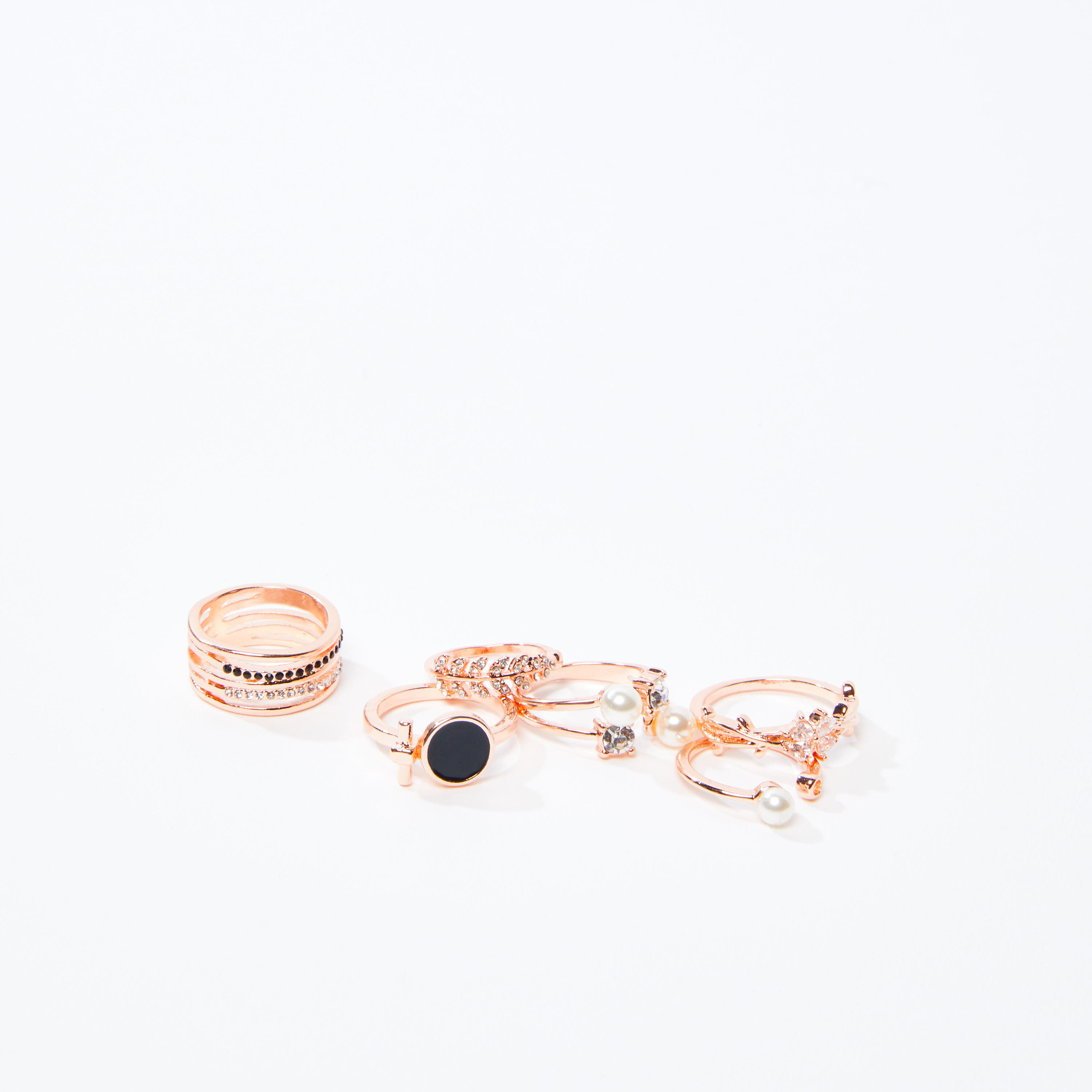 خاتم ميتاليك - طقم من 7 قطع-women-watchesandjewellery-jewellery-rings-image-1