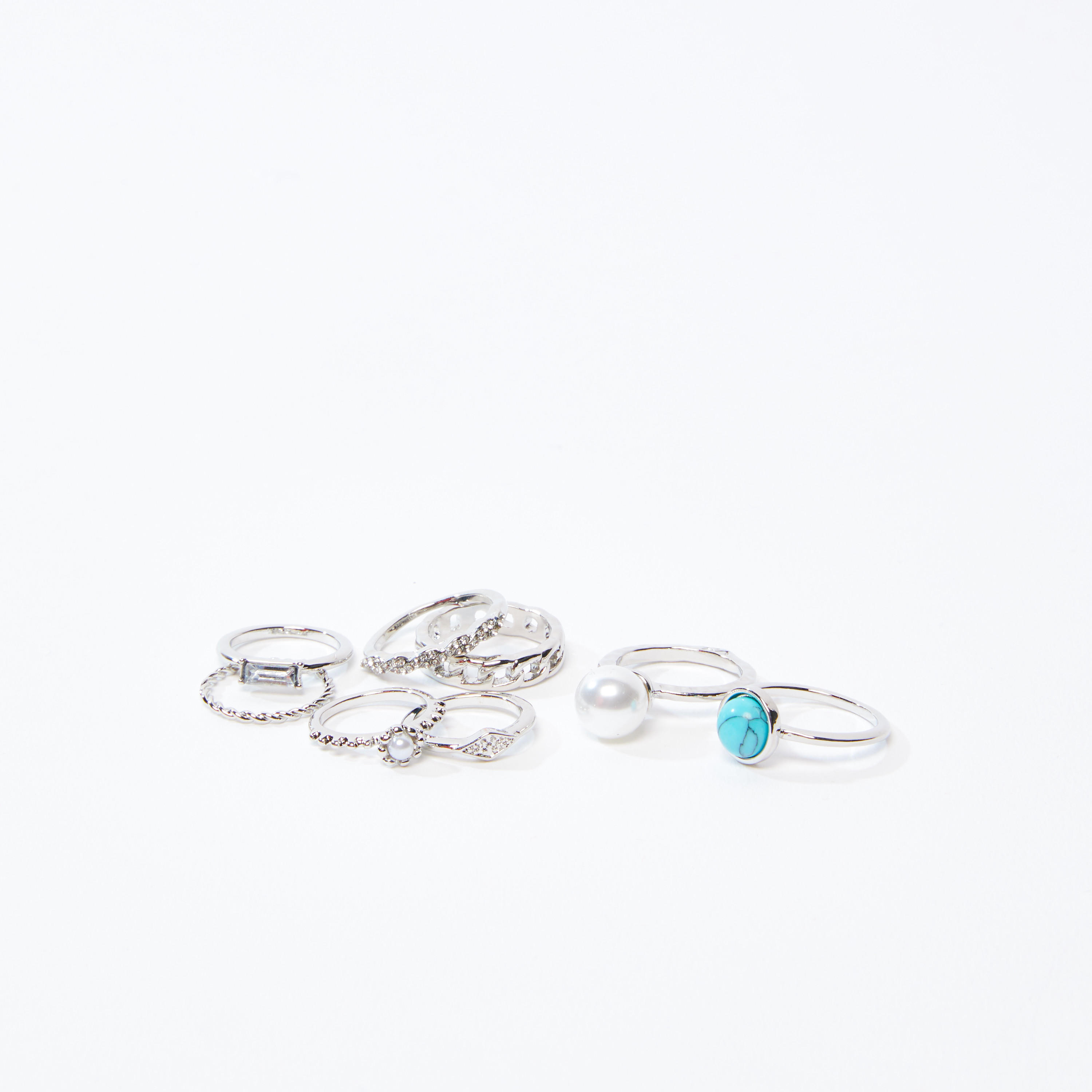 خواتم ميتاليك - طقم من 8 قطع-women-watchesandjewellery-jewellery-rings-image-1