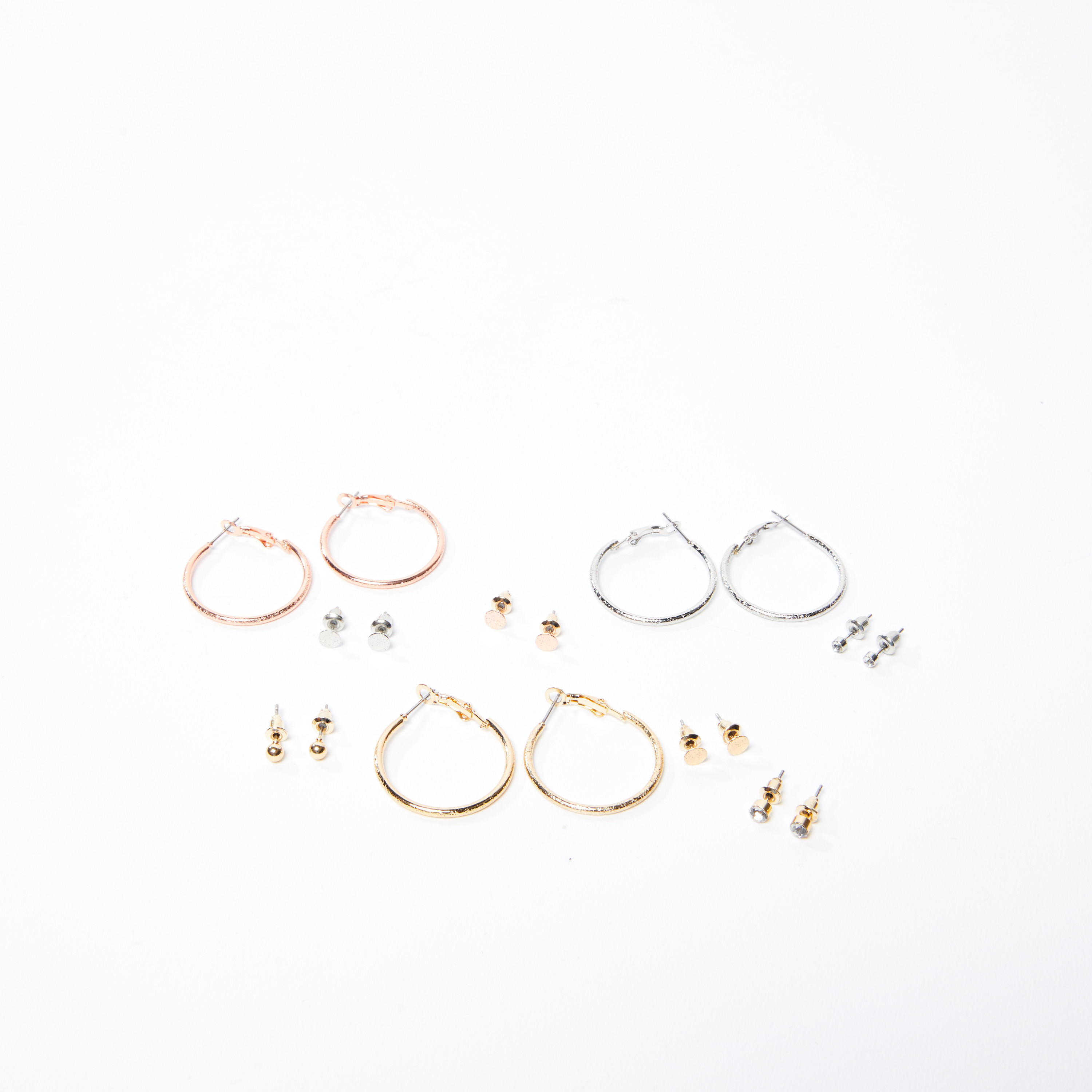 أقراط ميتاليك متنوّعة - طقم من 9 قطع-women-watchesandjewellery-jewellery-earrings-image-2