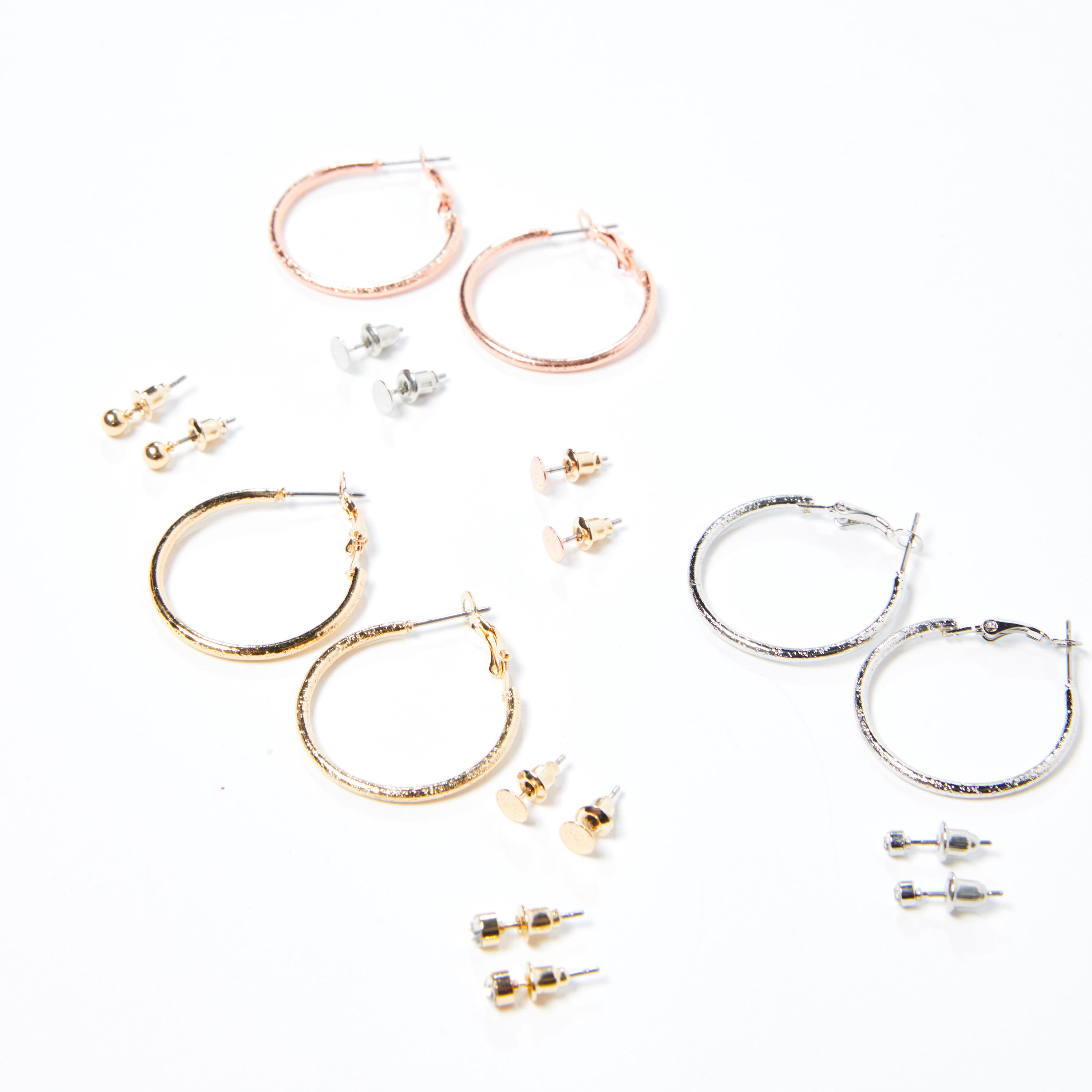 أقراط ميتاليك متنوّعة - طقم من 9 قطع-women-watchesandjewellery-jewellery-earrings-image-3