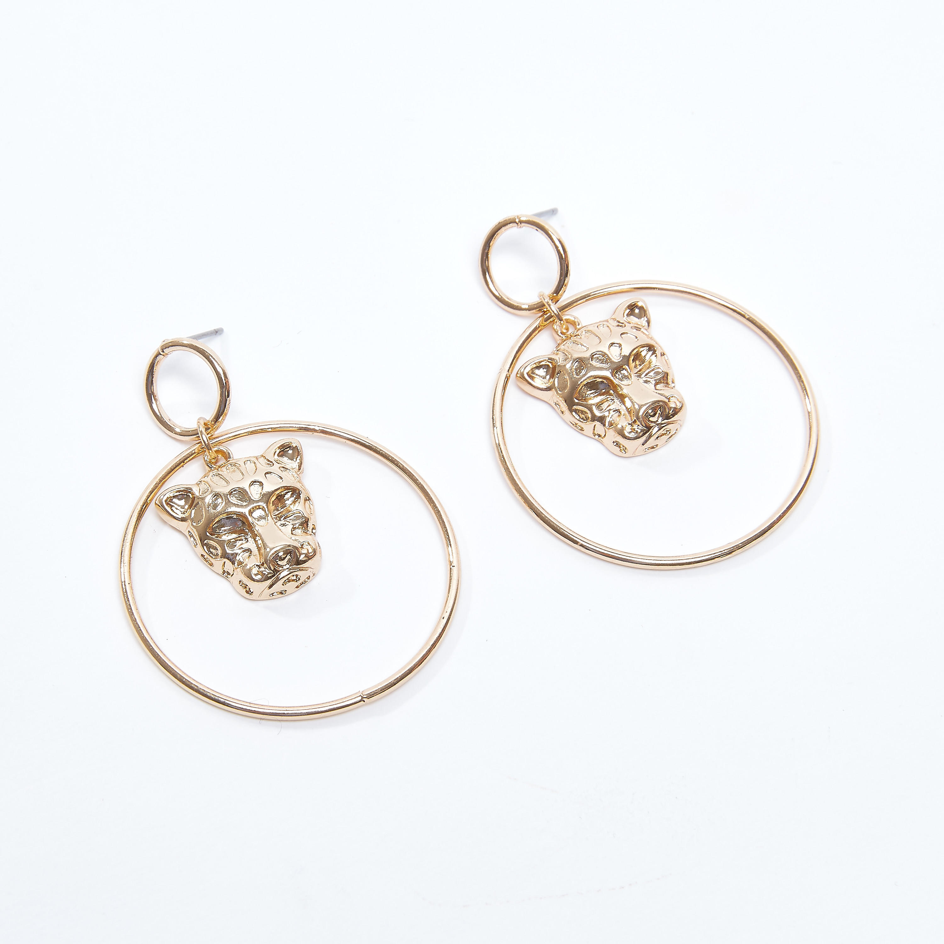 أقراط بدلايّة على شكل وجه نمر ومكبس إغلاق-women-watchesandjewellery-jewellery-earrings-image-3