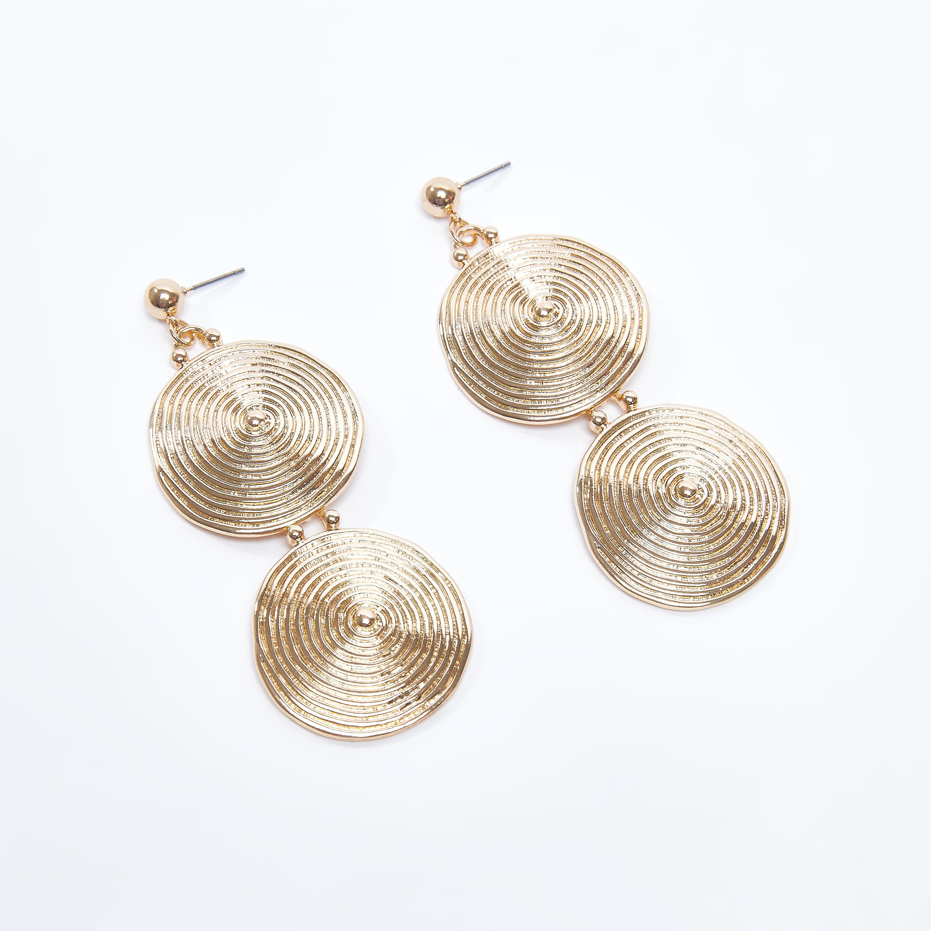 أقراط بدلّاية ميتاليك مستديرة بمكبس إغلاق-women-watchesandjewellery-jewellery-earrings-image-1