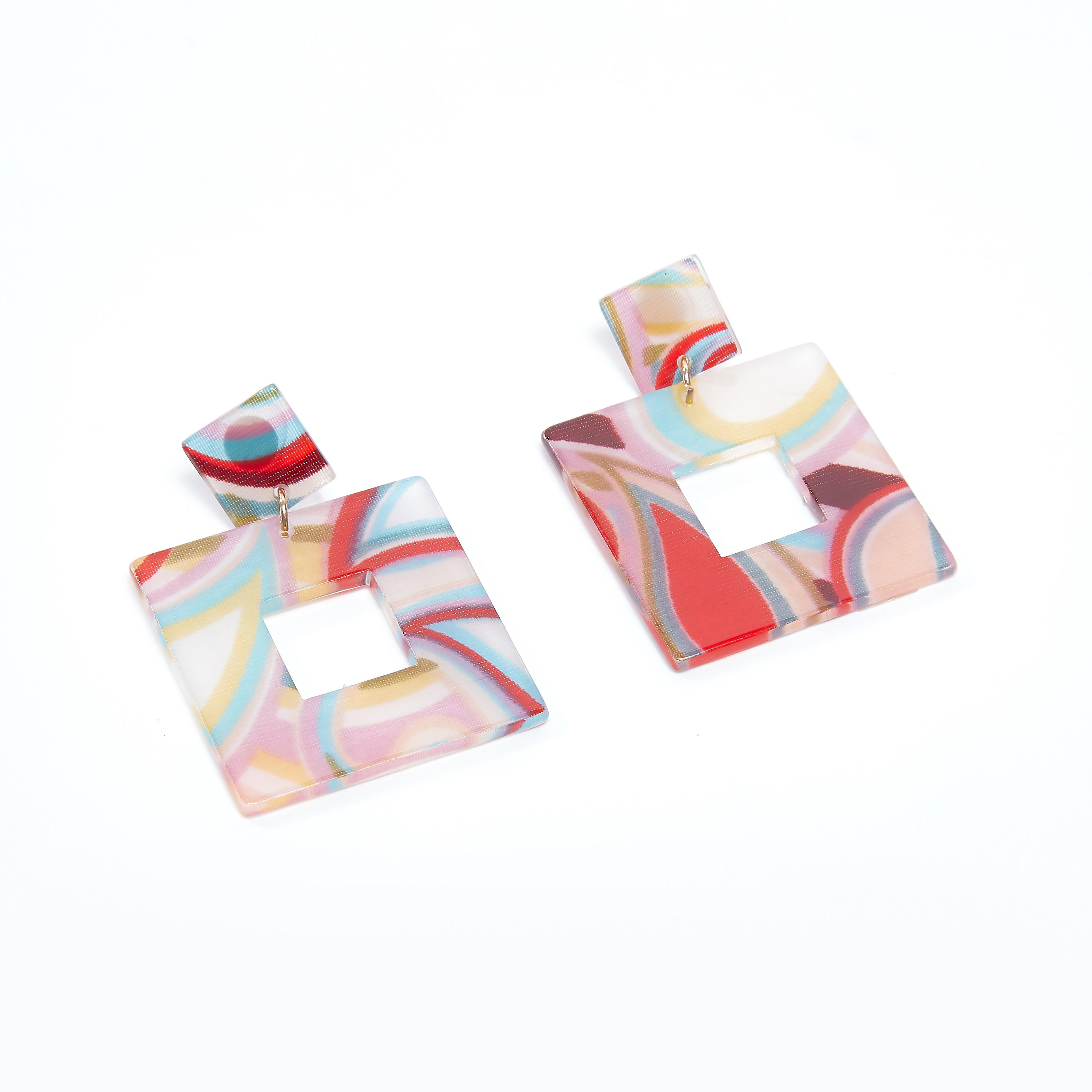 Square Dangling Earrings with Pushback Closure-women-watchesandjewellery-jewellery-earrings-image-1