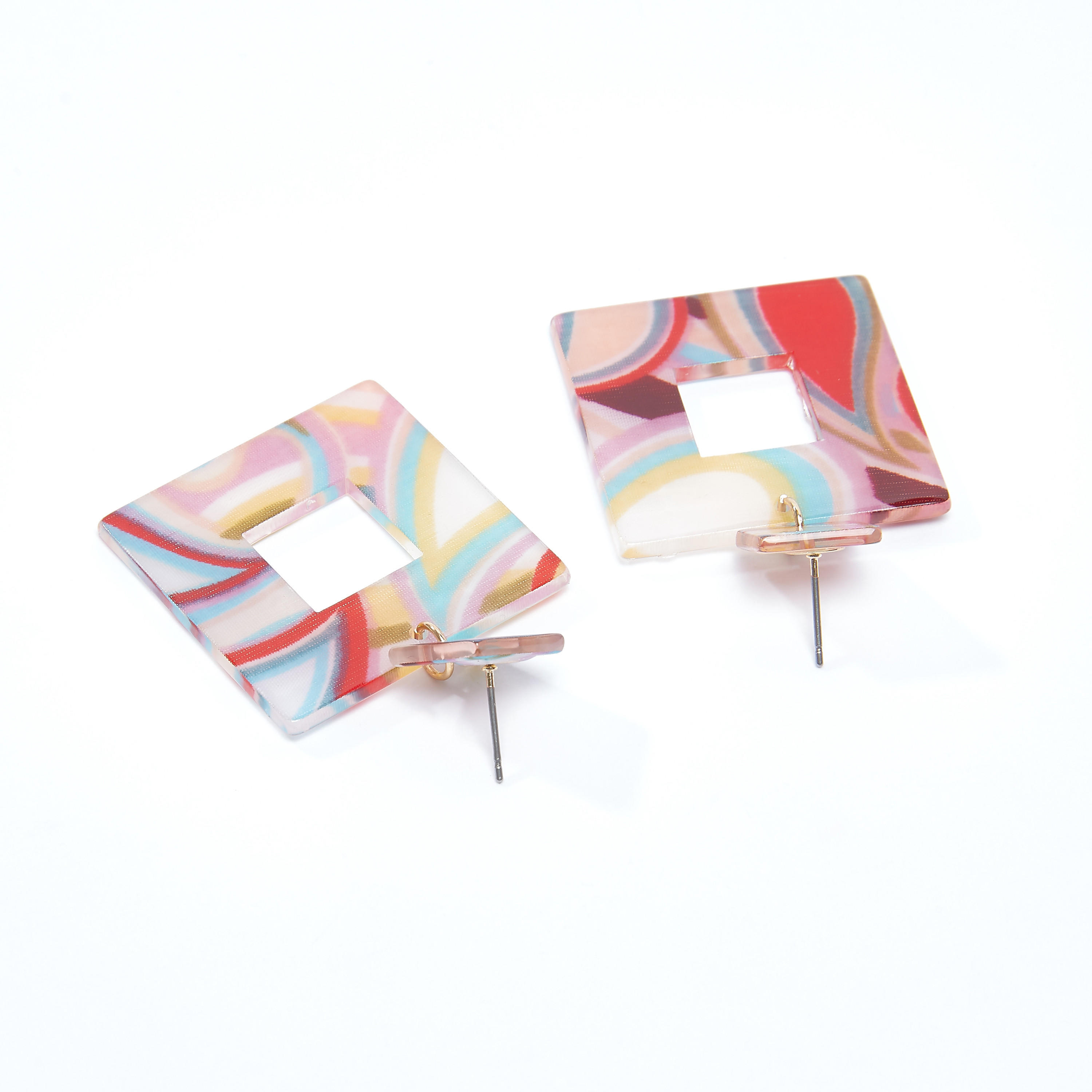Square Dangling Earrings with Pushback Closure-women-watchesandjewellery-jewellery-earrings-image-3