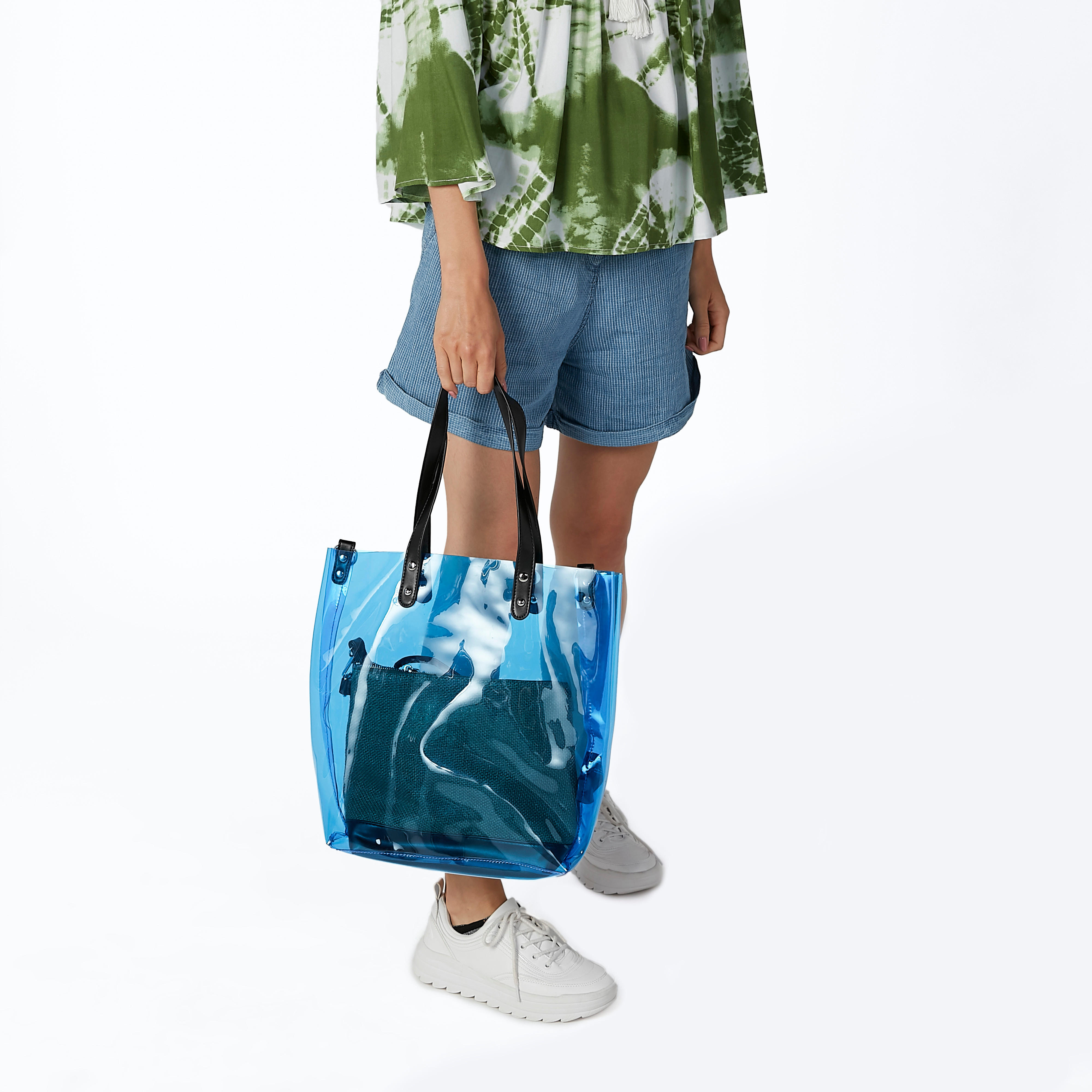 طقم شنطة يد شفافة مع كروس بودي بارزة الملمس-women-bagsandwallets-handbags-image-2