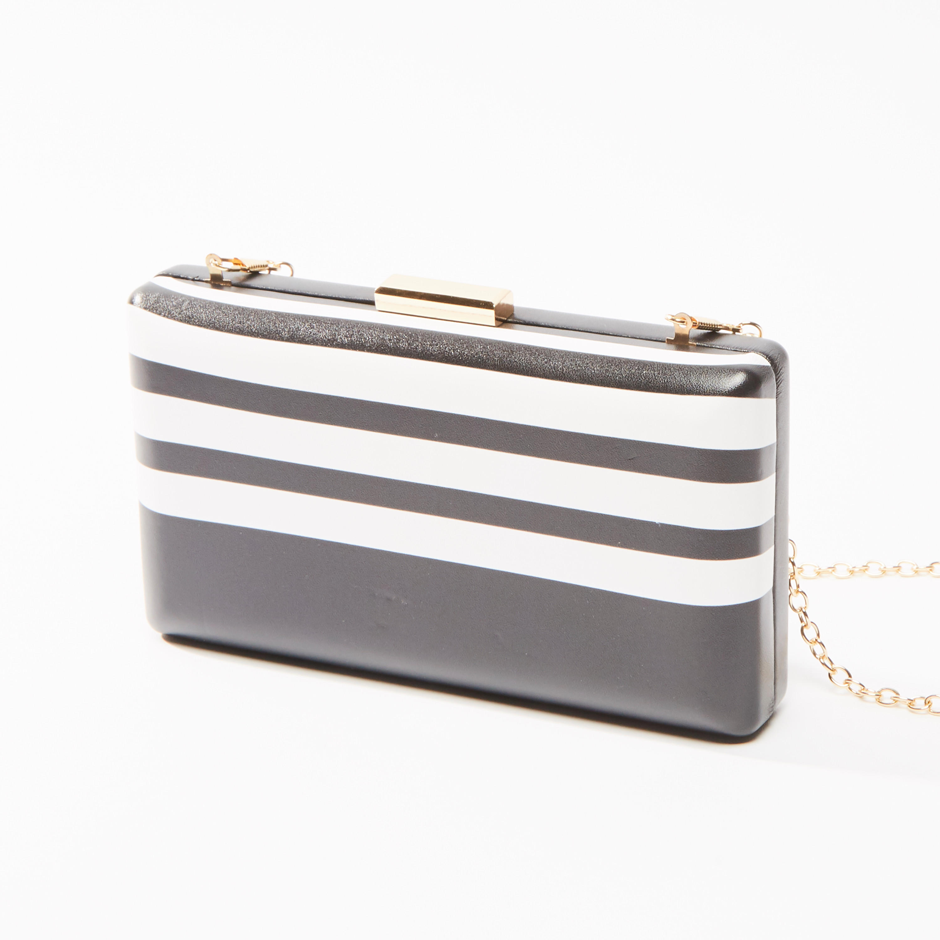 حقيبة كلاتش مقلّمة بسلسلة معدنية-women-bagsandwallets-handbags-image-3