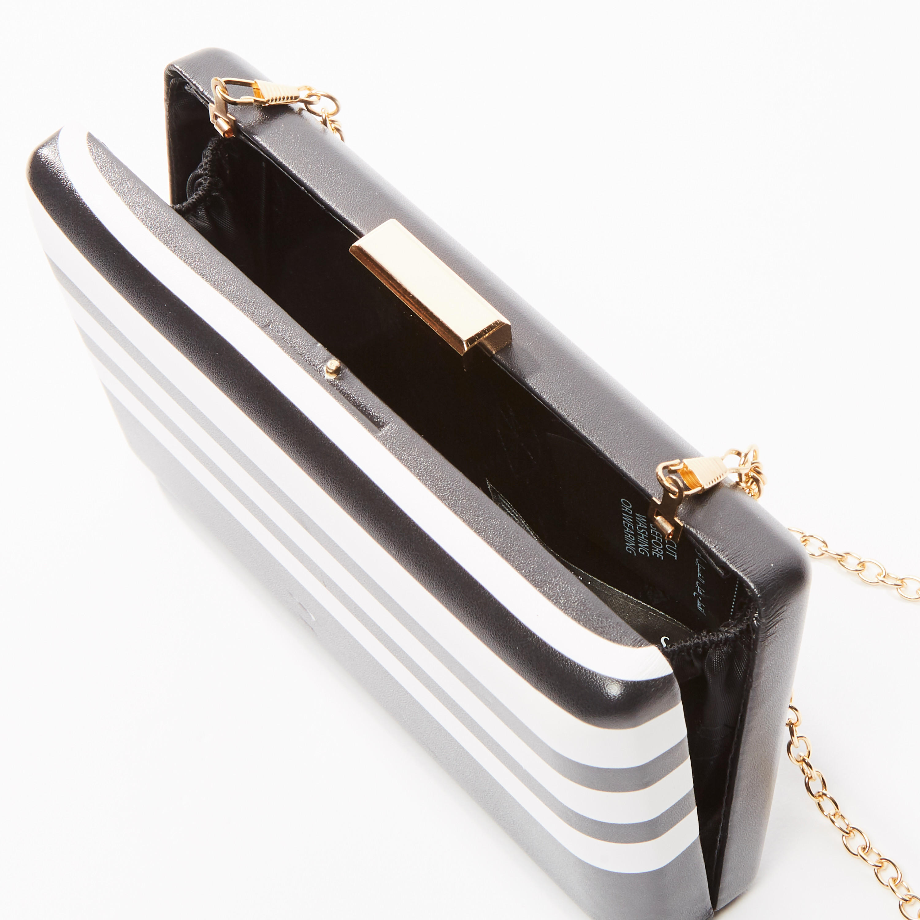 حقيبة كلاتش مقلّمة بسلسلة معدنية-women-bagsandwallets-handbags-image-4