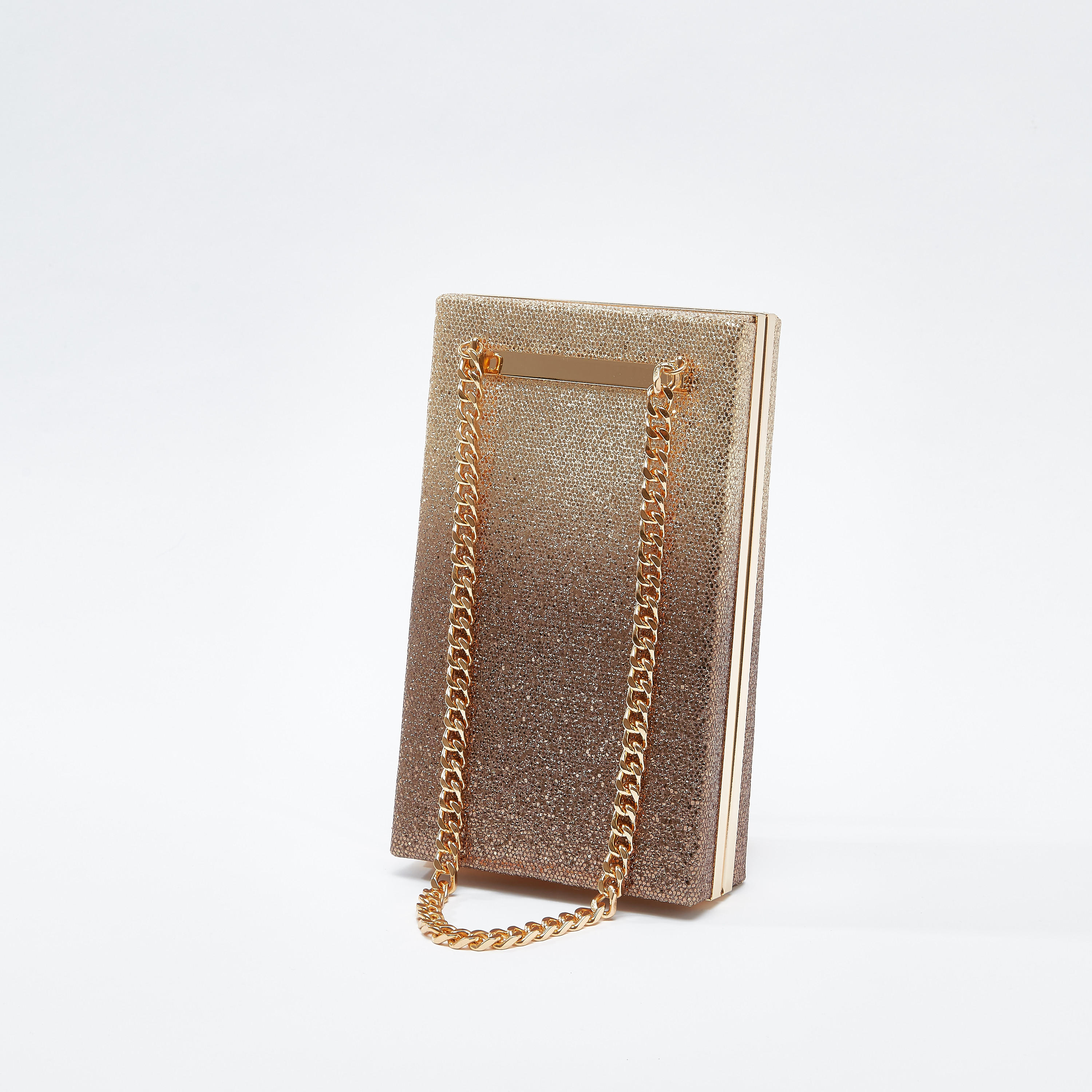 Textured Rectangular Handbag with Twin Chain Handles-women-bagsandwallets-handbags-image-1