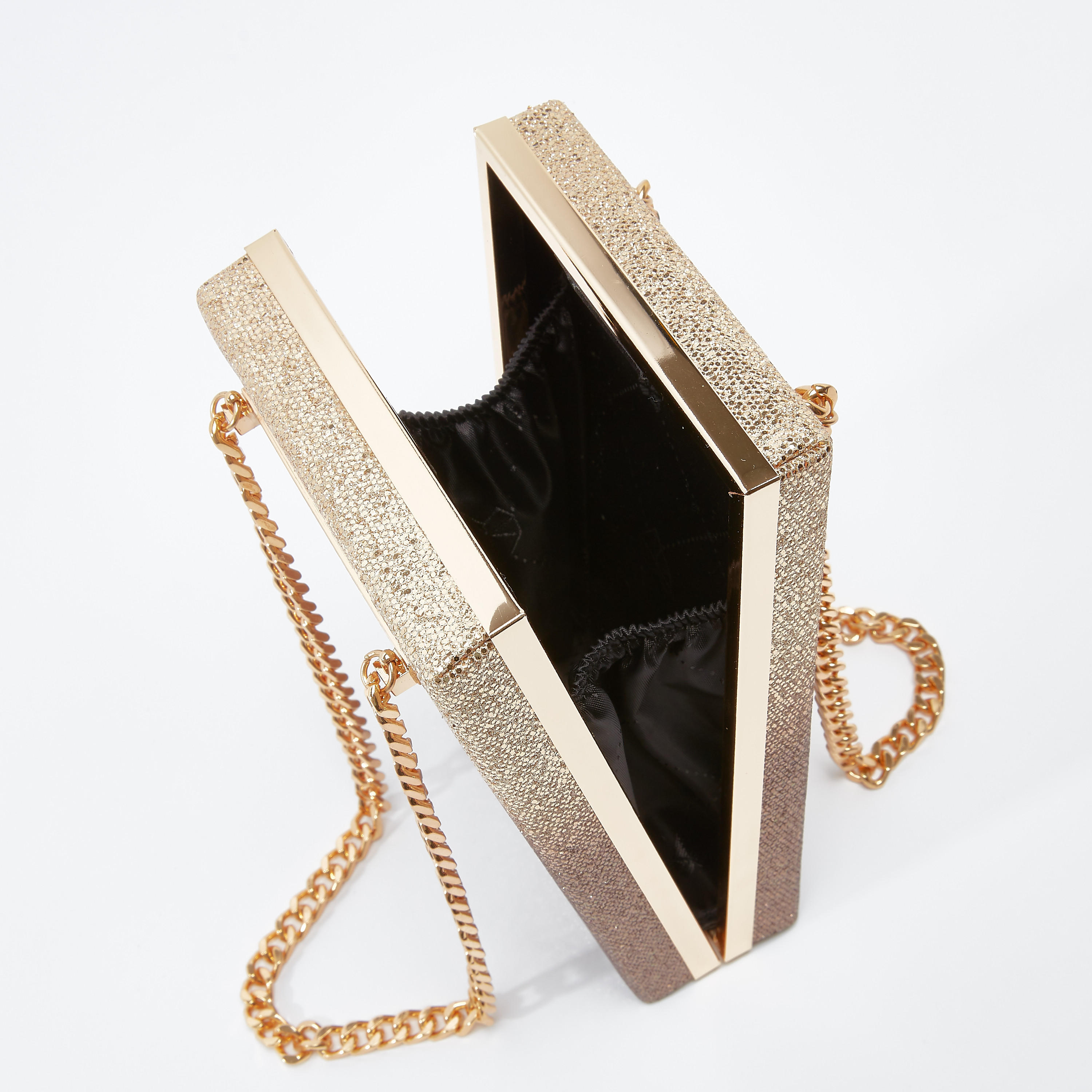 Textured Rectangular Handbag with Twin Chain Handles-women-bagsandwallets-handbags-image-4