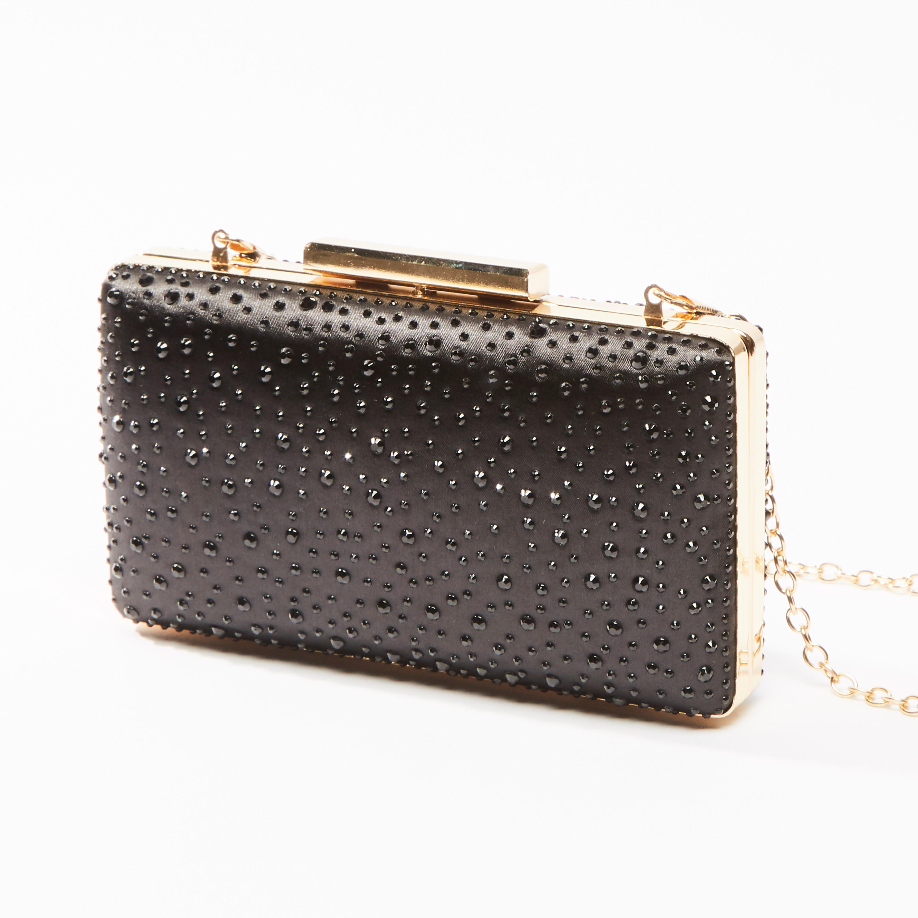 Embellished Clutch with Metallic Chain-women-bagsandwallets-handbags-image-3