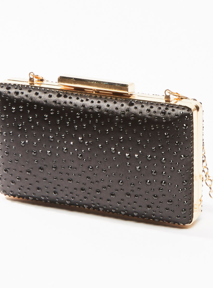 Embellished Clutch with Metallic Chain-women-bagsandwallets-handbags-image-3