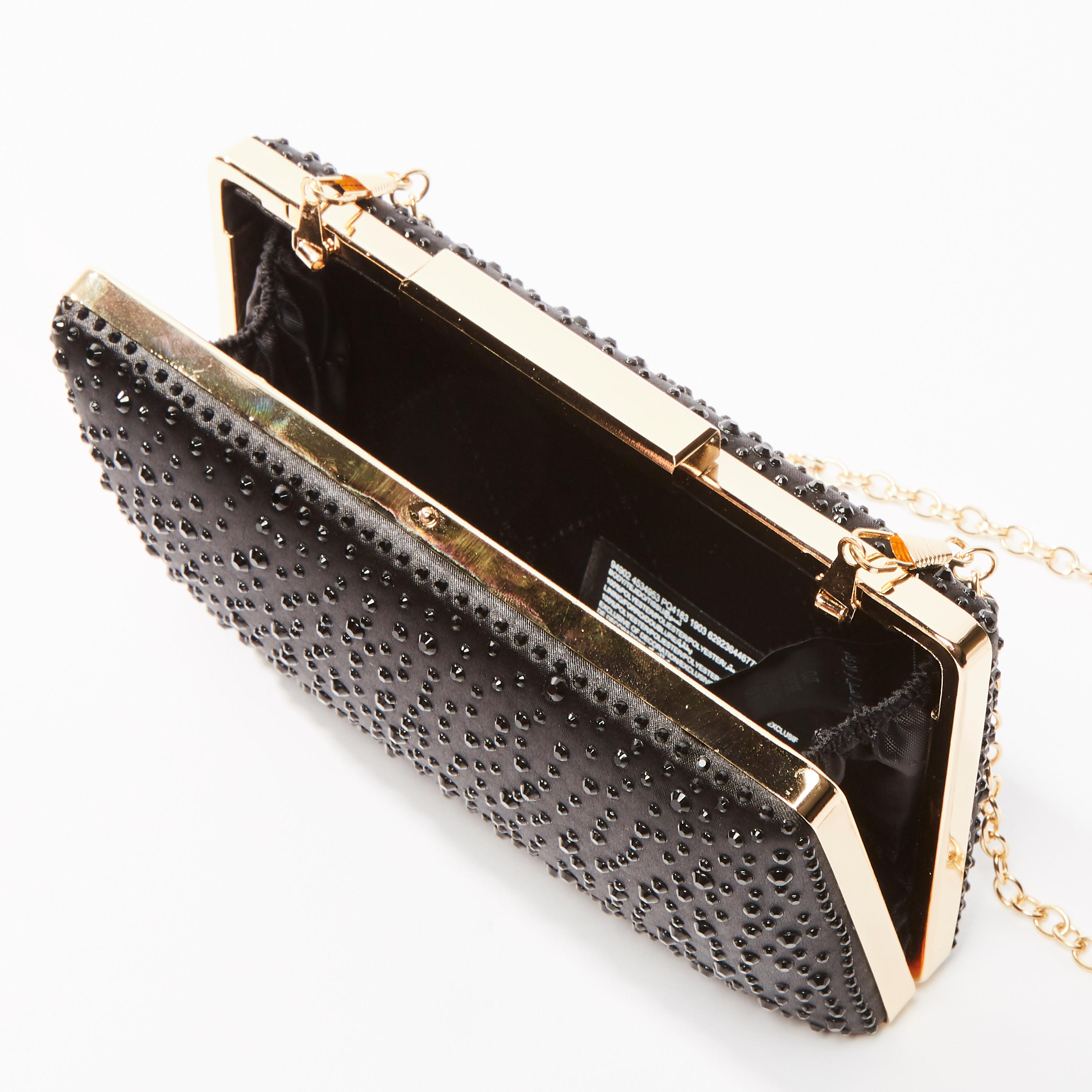 Embellished Clutch with Metallic Chain-women-bagsandwallets-handbags-image-4