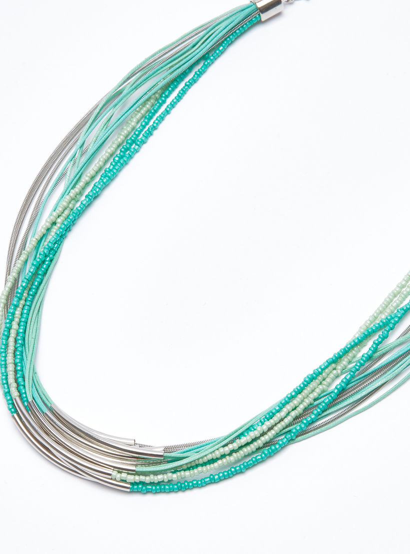قلادة خرز متعددة الطبقات بتفاصيل ميتاليك ومشبك إغلاق-women-watchesandjewellery-jewellery-necklacesandpendants-image-1