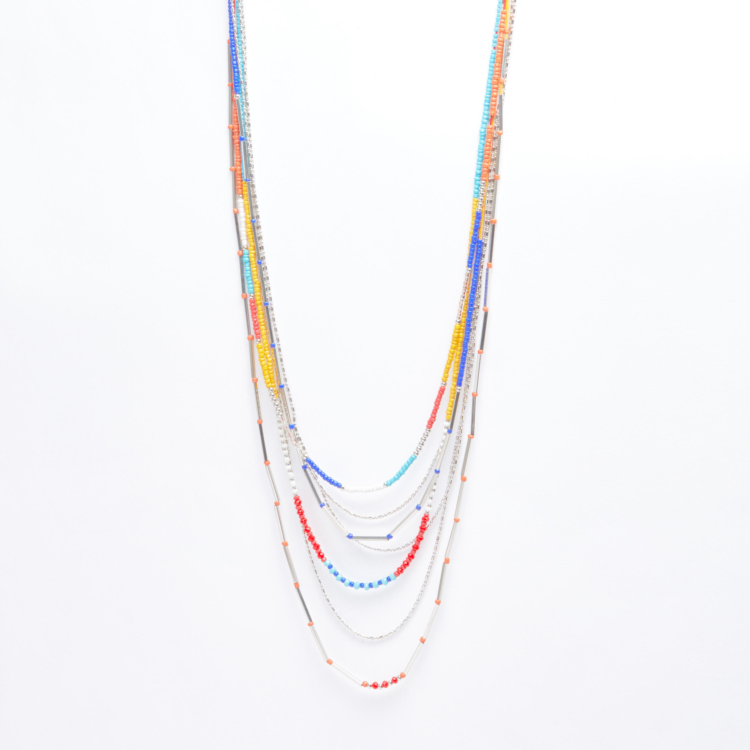 قلادة ميتاليك متعددة الطبقات بخرز ومشبك إغلاق-women-watchesandjewellery-jewellery-necklacesandpendants-image-1
