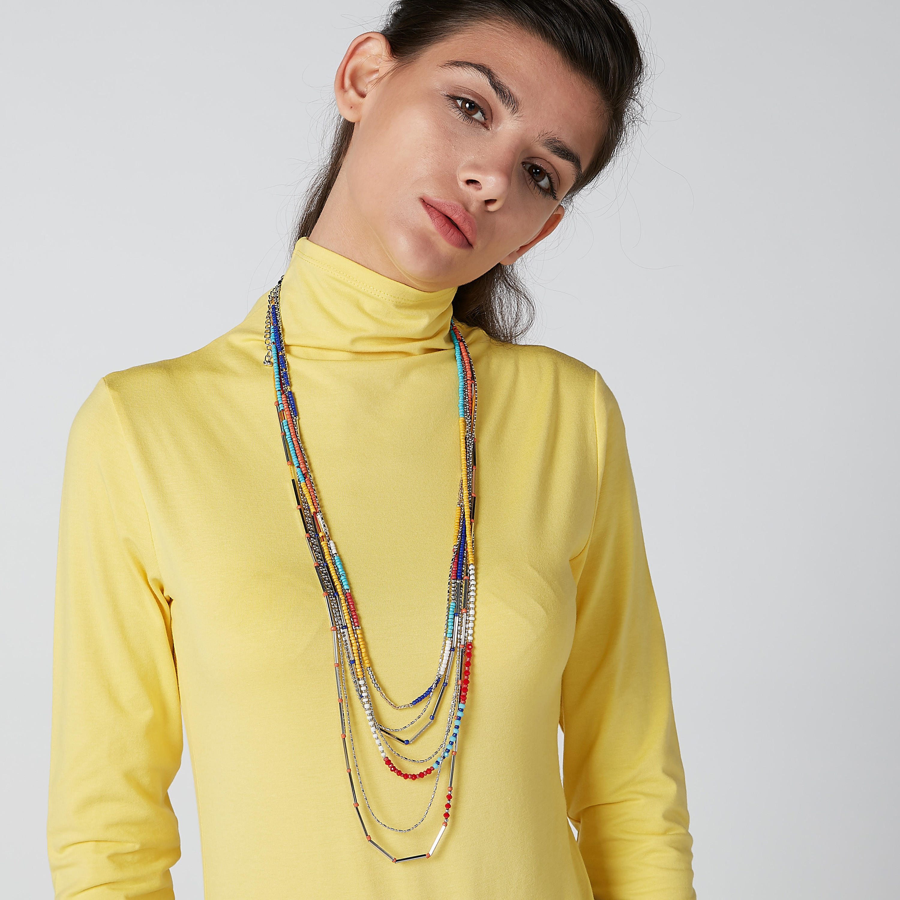 قلادة ميتاليك متعددة الطبقات بخرز ومشبك إغلاق-women-watchesandjewellery-jewellery-necklacesandpendants-image-2