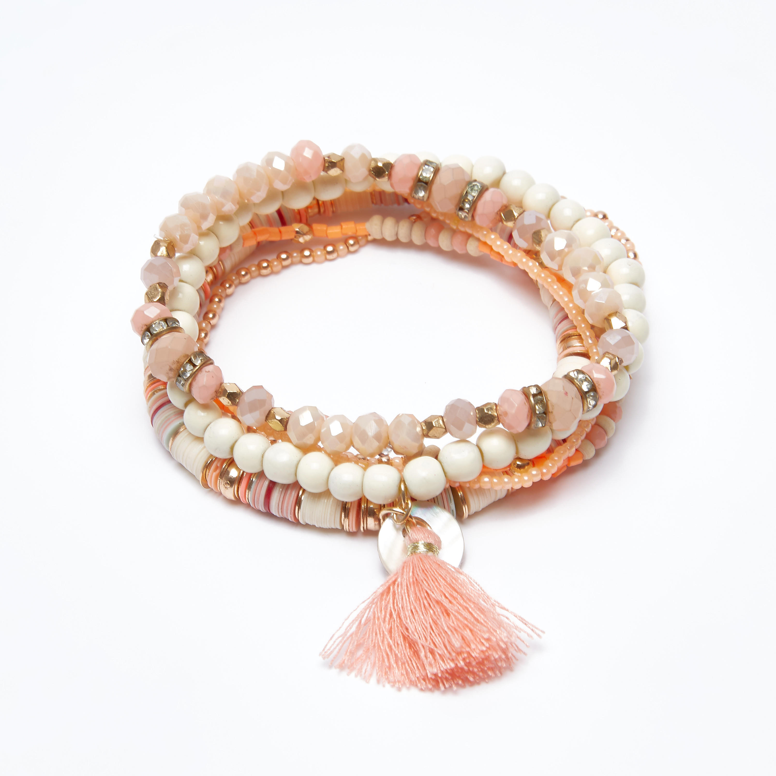 أساور مزينة بالخرز - طقم من 6 قطع-women-watchesandjewellery-jewellery-banglesandbracelets-image-1