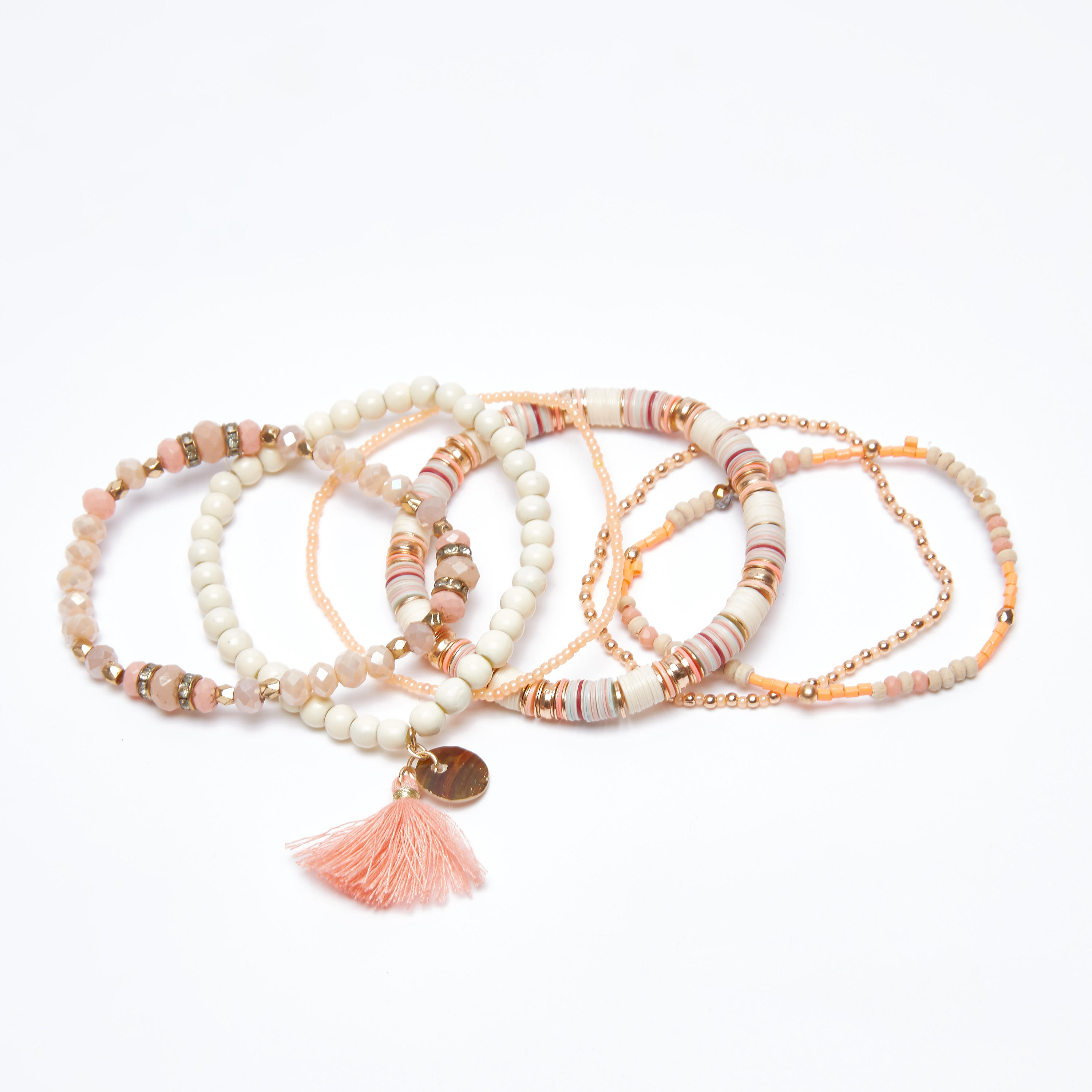 أساور مزينة بالخرز - طقم من 6 قطع-women-watchesandjewellery-jewellery-banglesandbracelets-image-3