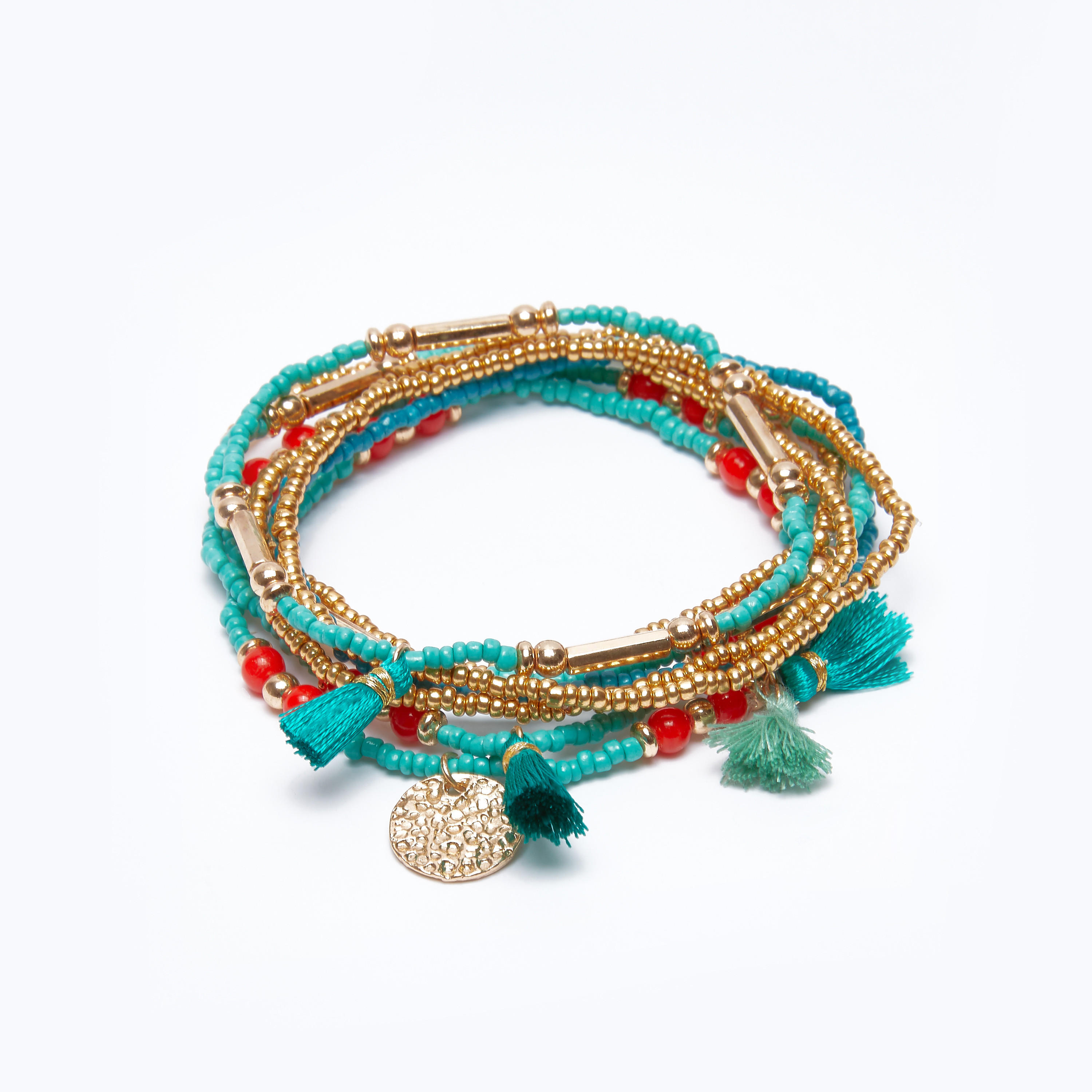 أساور مزينة بالخرز - طقم من 7 قطع-women-watchesandjewellery-jewellery-banglesandbracelets-image-1