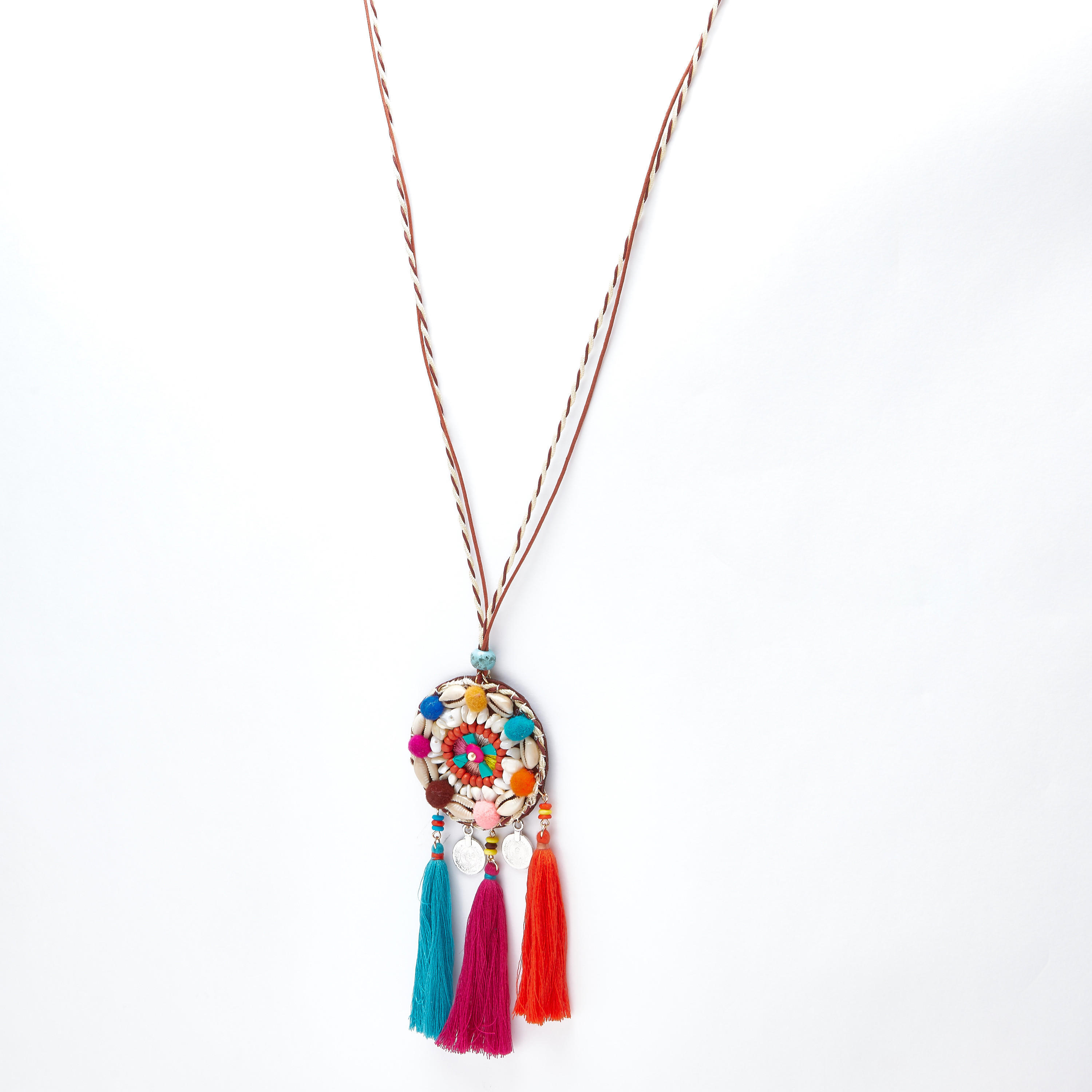 Tassel and Shell Detail Necklace with Lobster Clasp-women-watchesandjewellery-jewellery-necklacesandpendants-image-1