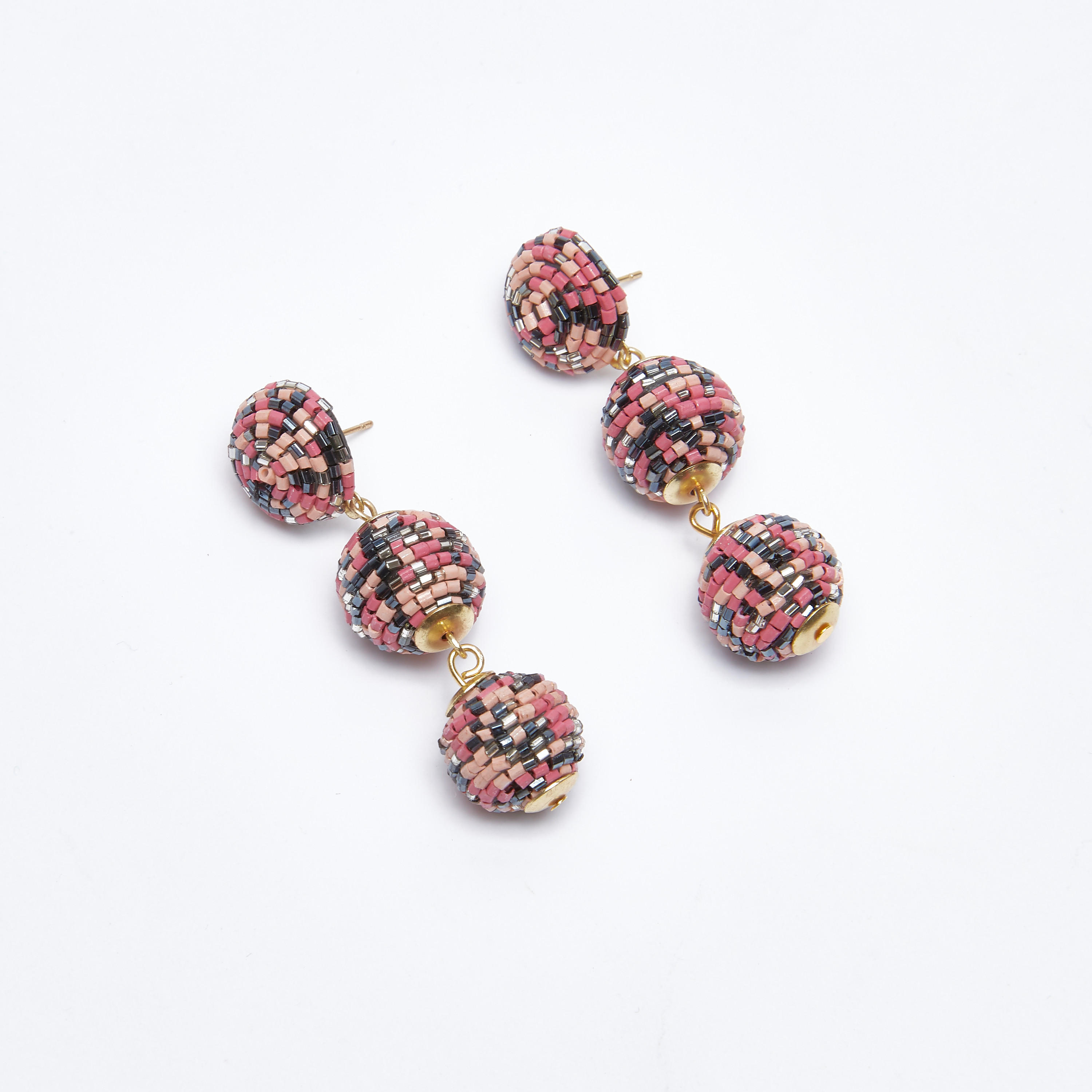 أقراط بدلّاية خرز مستديرة ومكبس إغلاق-women-watchesandjewellery-jewellery-earrings-image-1