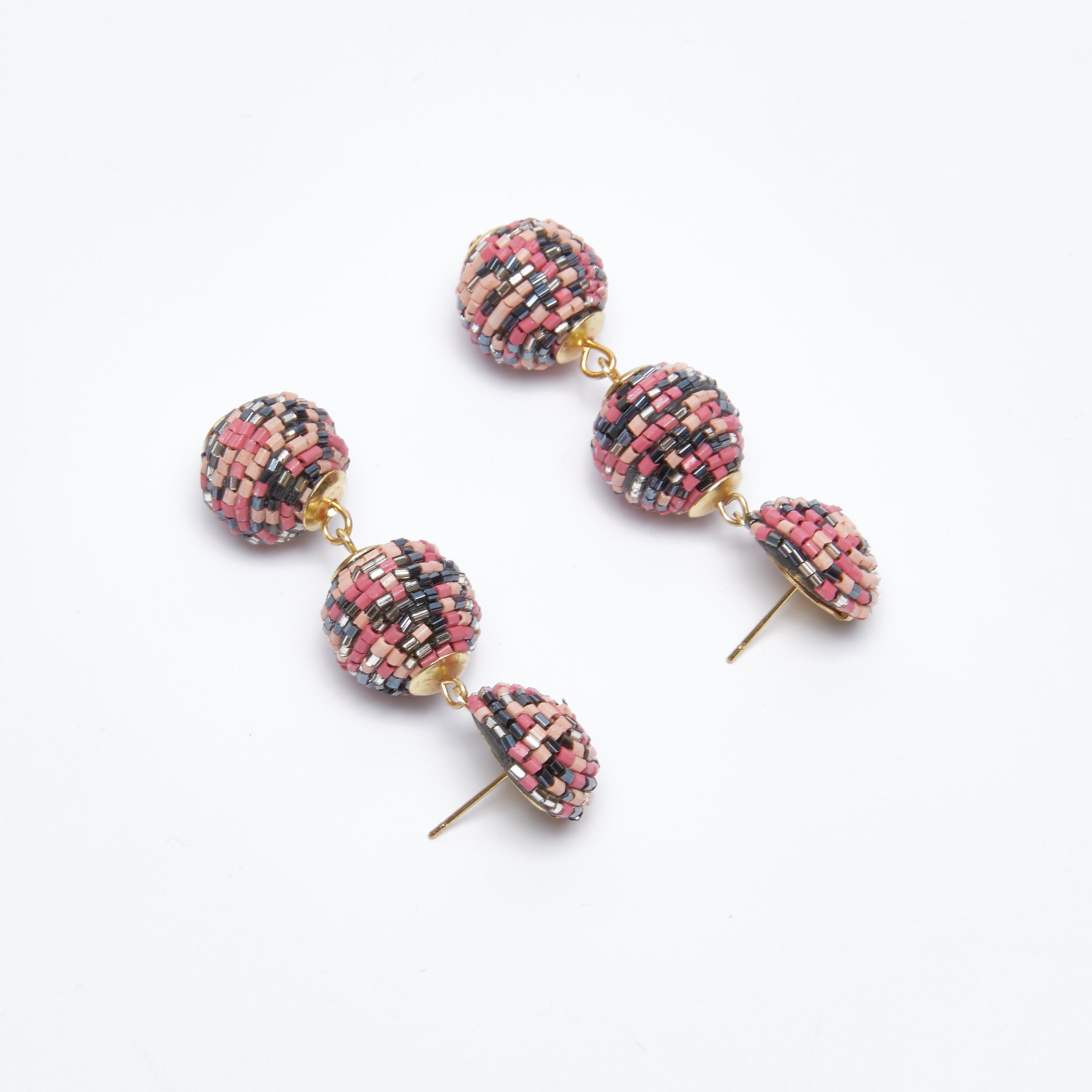 أقراط بدلّاية خرز مستديرة ومكبس إغلاق-women-watchesandjewellery-jewellery-earrings-image-3