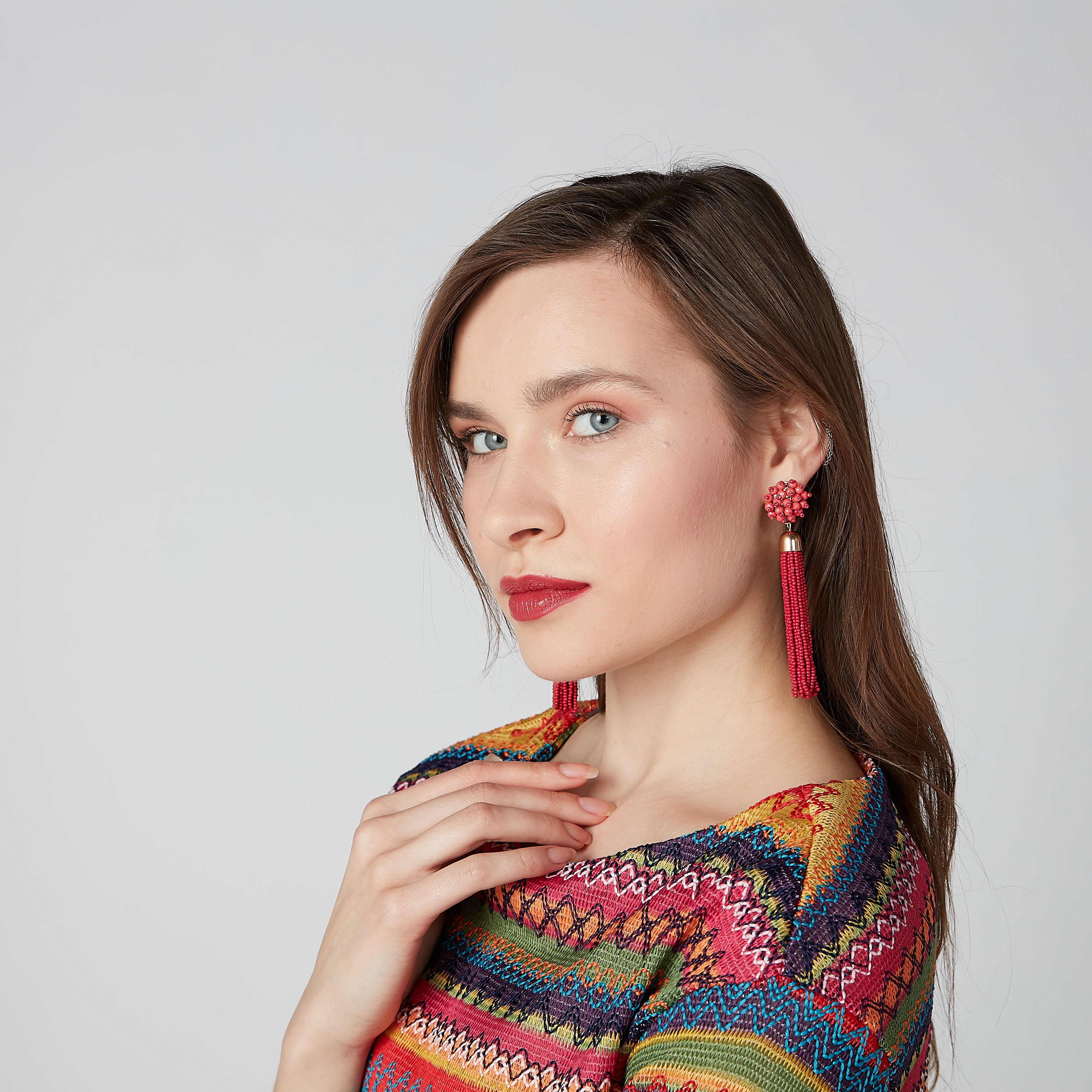 أقراط خرز بشرّابات ومكبس إغلاق-women-watchesandjewellery-jewellery-earrings-image-2