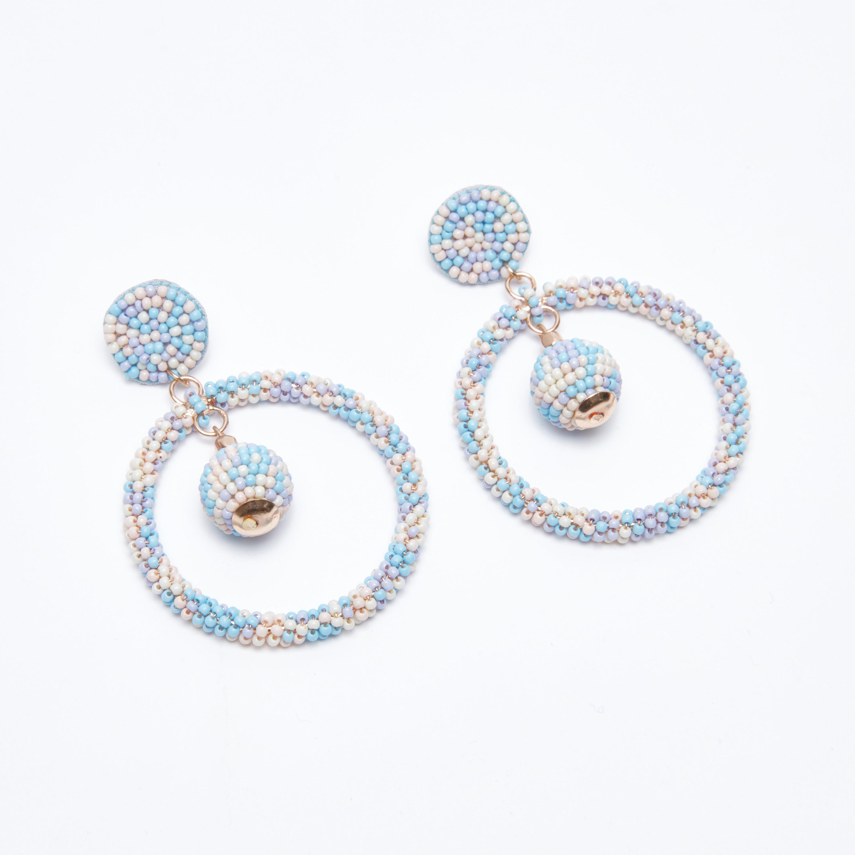 أقراط بدلّاية خرز مستديرة ومكبس إغلاق-women-watchesandjewellery-jewellery-earrings-image-1