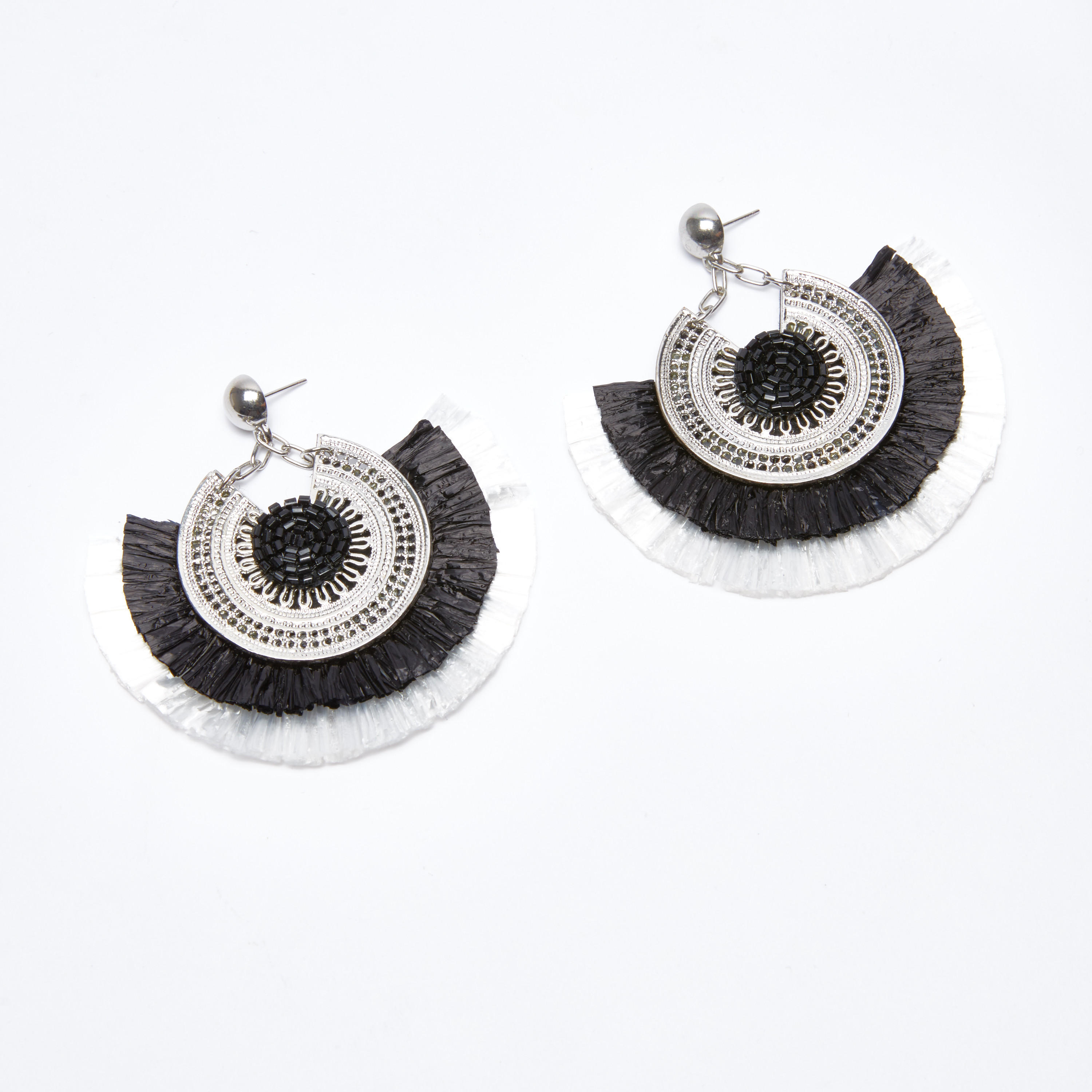 Beaded Metallic Dangling Earrings with Pushback Closure-women-watchesandjewellery-jewellery-earrings-image-1