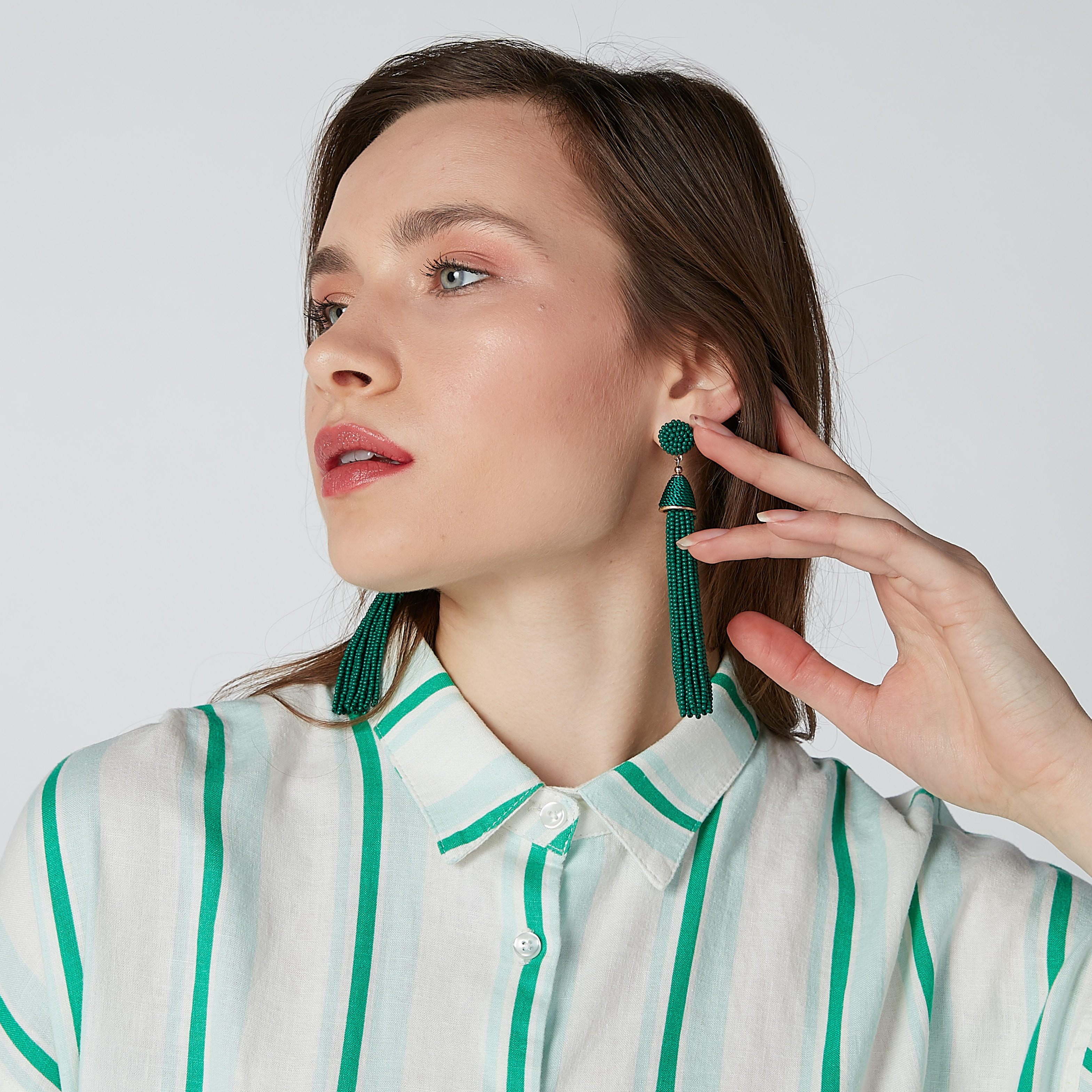أقراط بدلّاية خرز وشرّابات ومكبس إغلاق-women-watchesandjewellery-jewellery-earrings-image-2