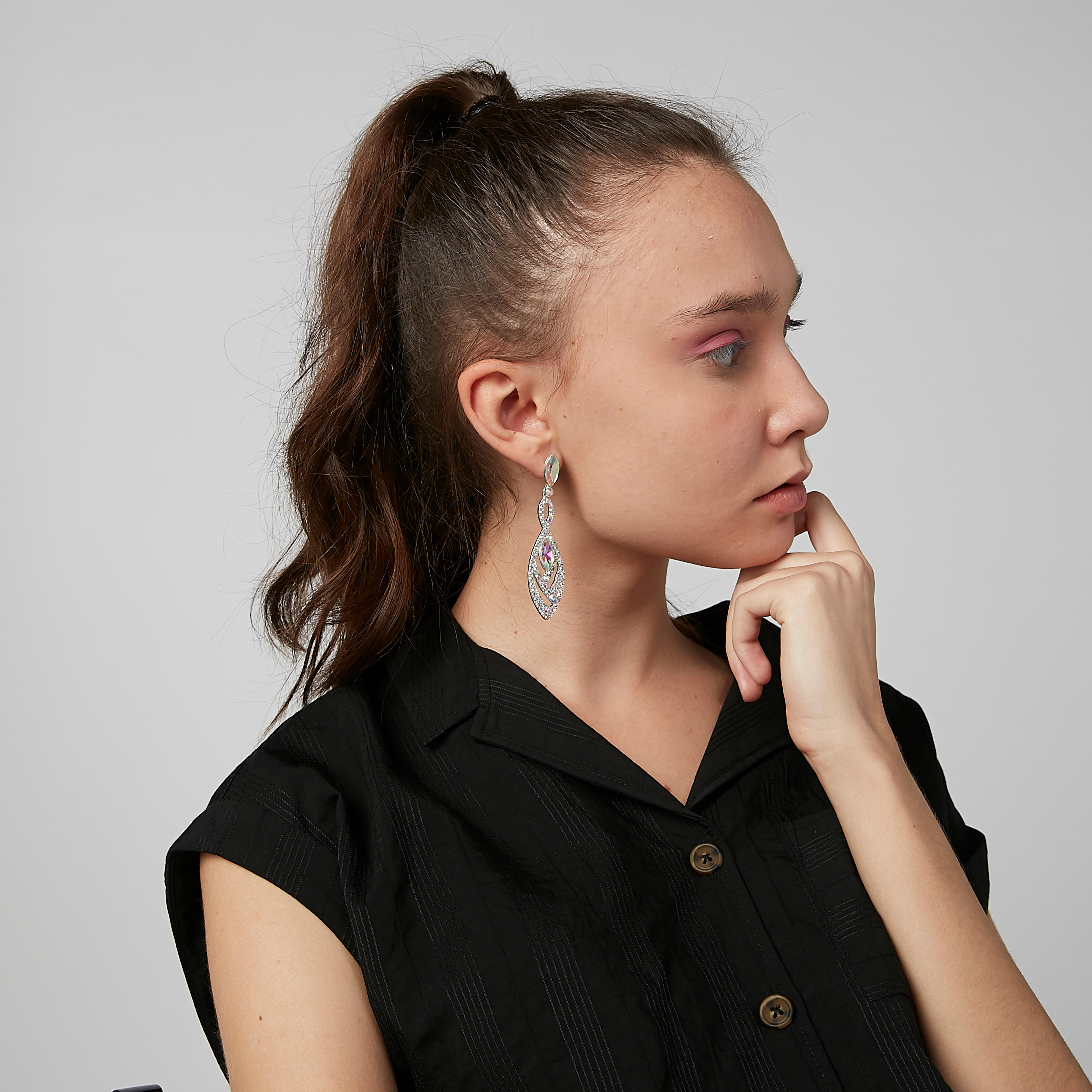 Studded Dangling Earrings with Pushback Closure-women-watchesandjewellery-jewellery-earrings-image-2