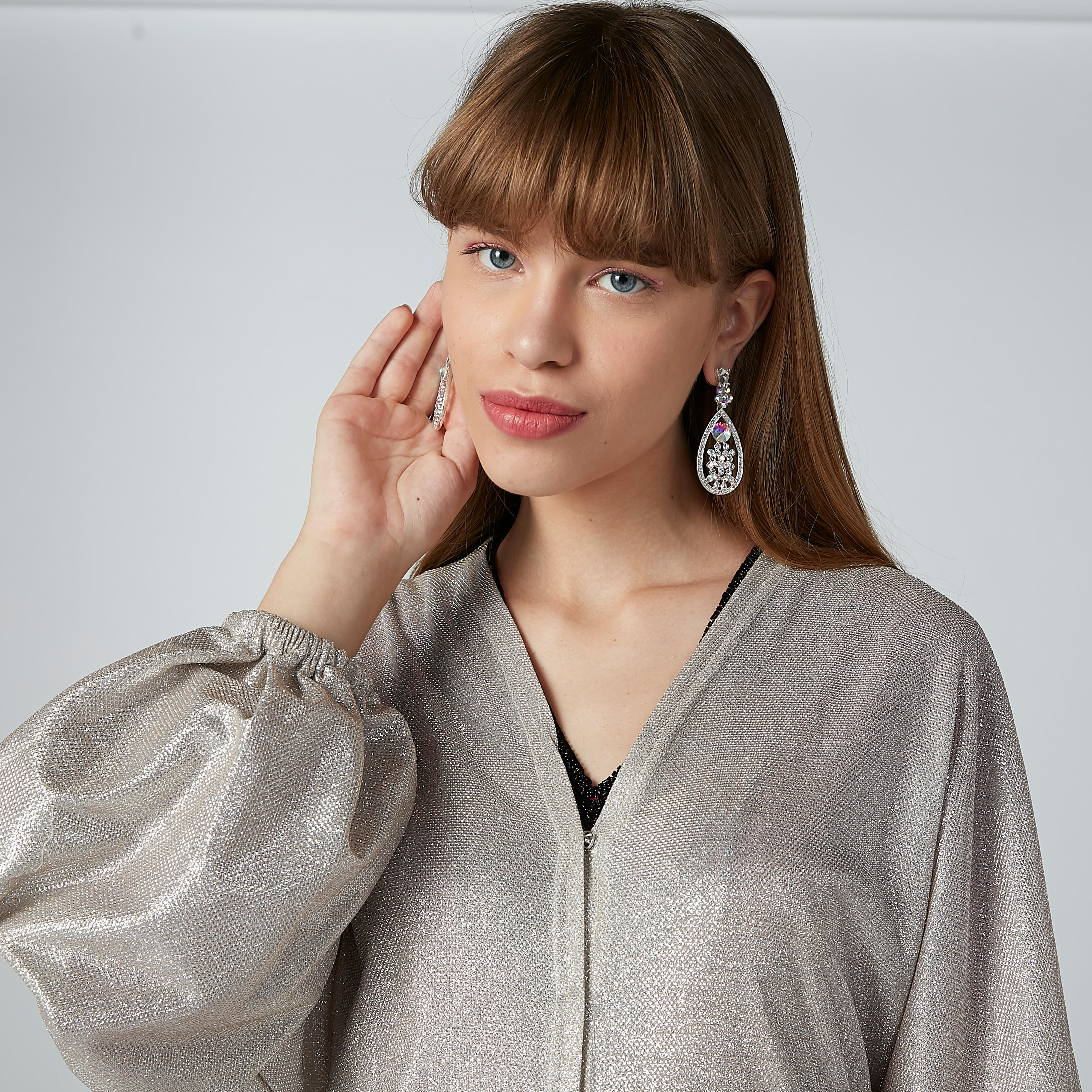Studded Dangling Earrings with Pushback Closure-women-watchesandjewellery-jewellery-earrings-image-2