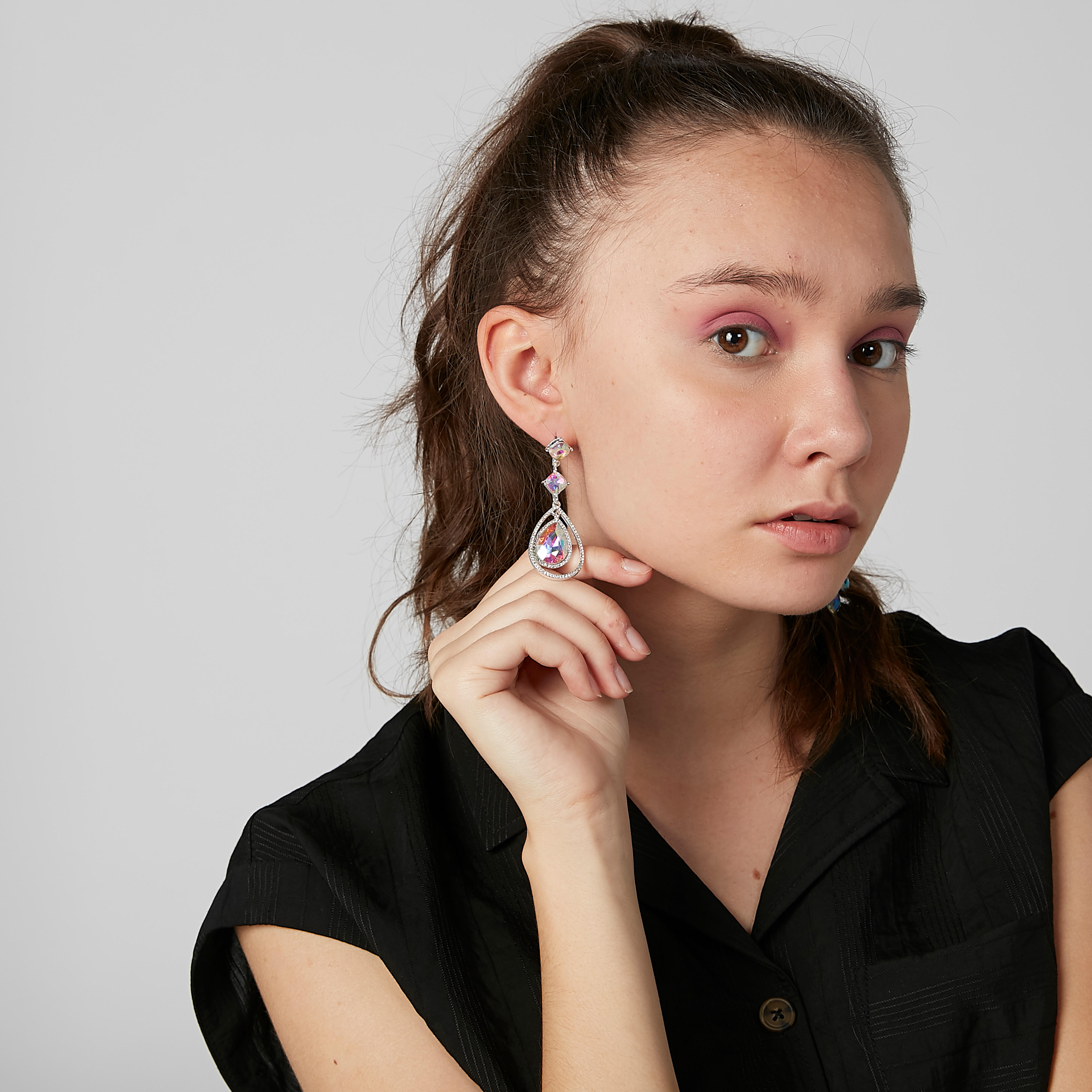 Studded Dangling Earrings with Pushback Closure-women-watchesandjewellery-jewellery-earrings-image-2