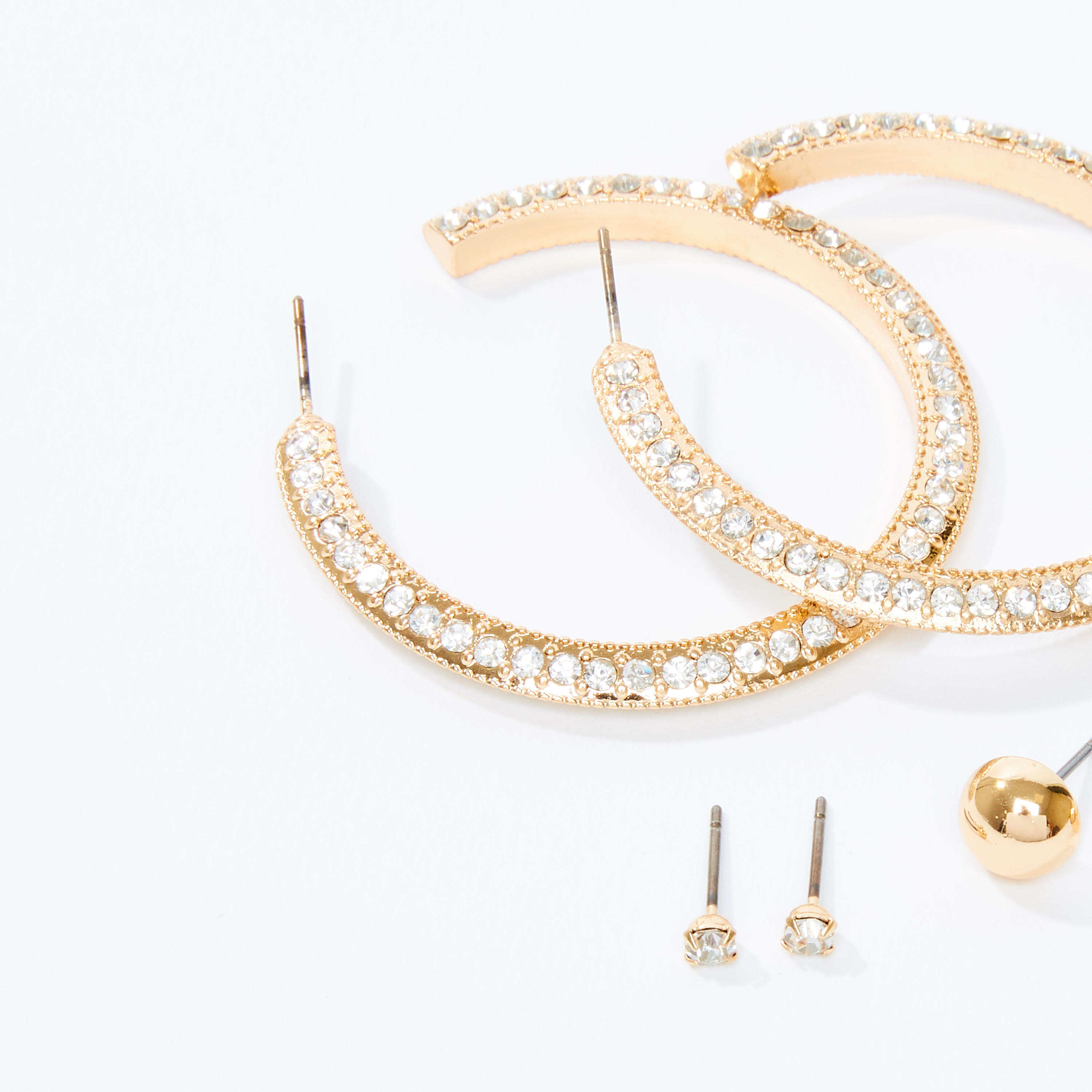 أقراط مزيّنة بمكبس إغلاق - طقم من 3 أزواج-women-watchesandjewellery-jewellery-earrings-image-3